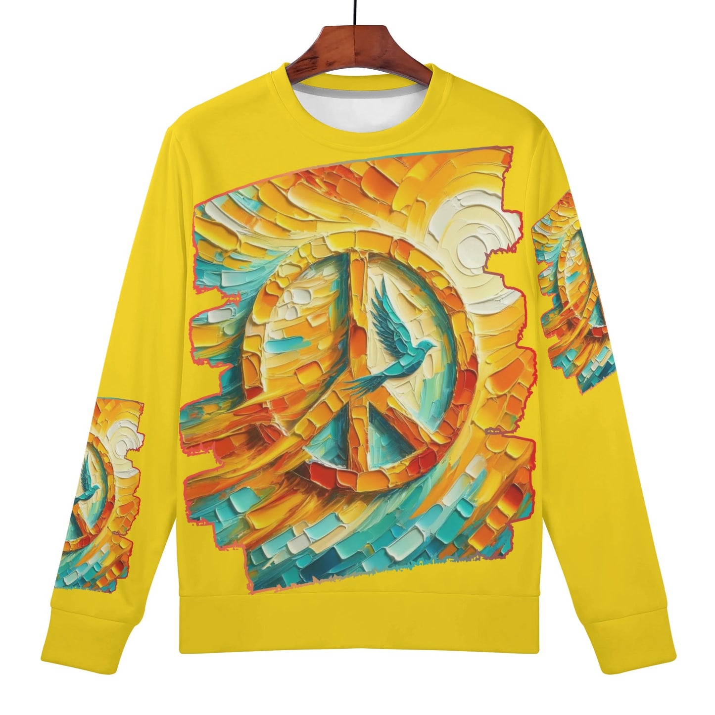 Womens All Over Print Crew Neck Lightweight Sweatshirt "Peace"