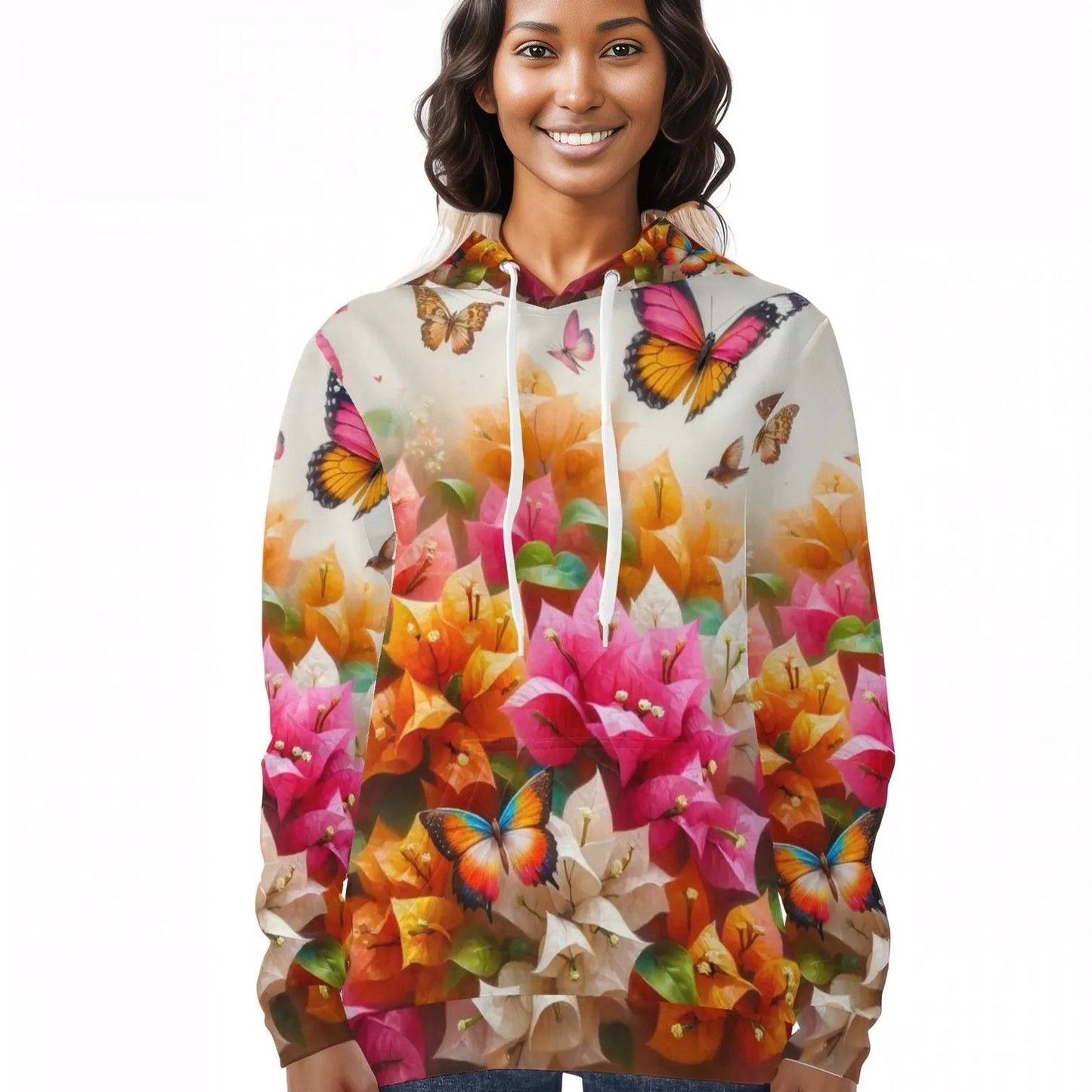 Womens All Over Print Warm Velvet Hoodie