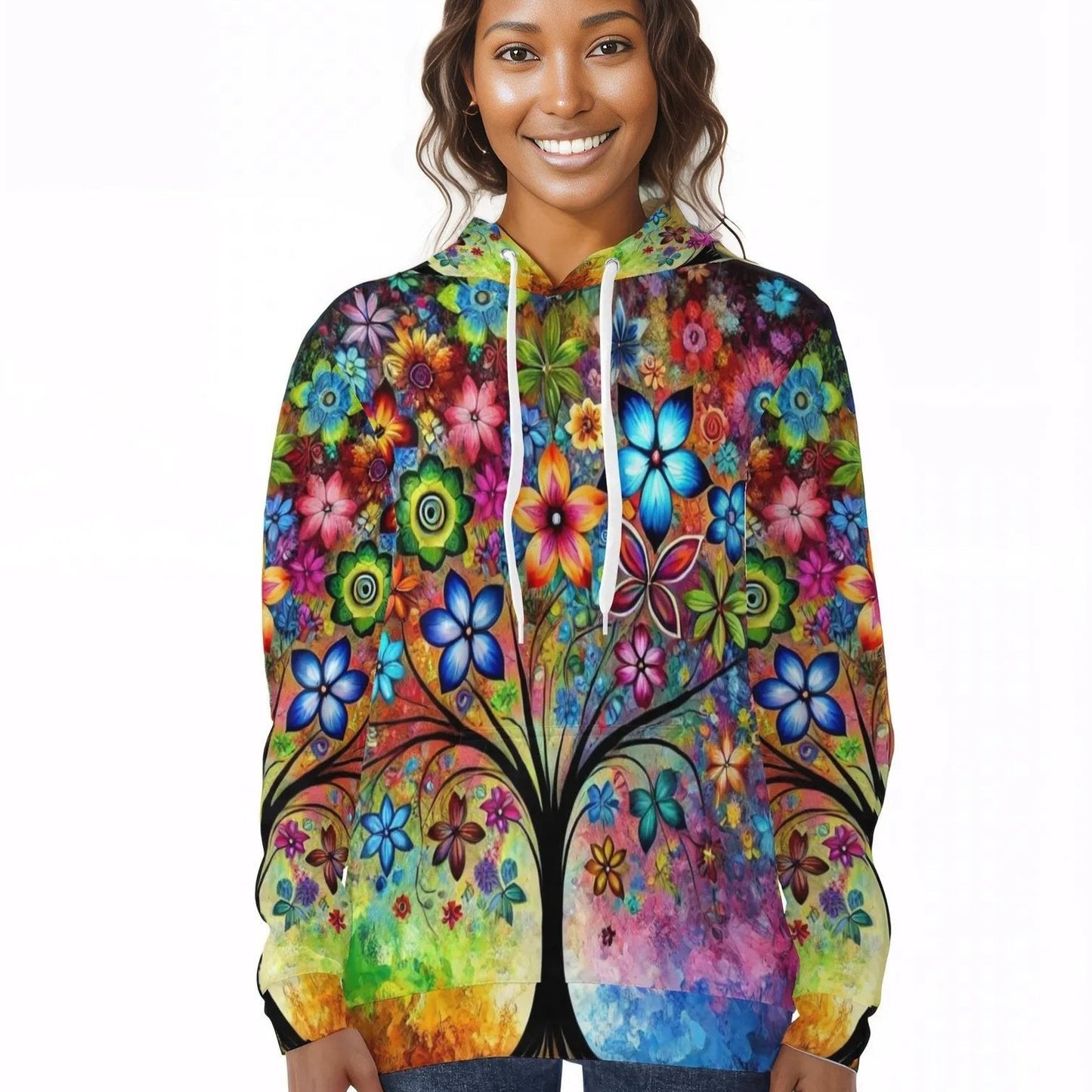 Womens All Over Print Warm Velvet Hoodie