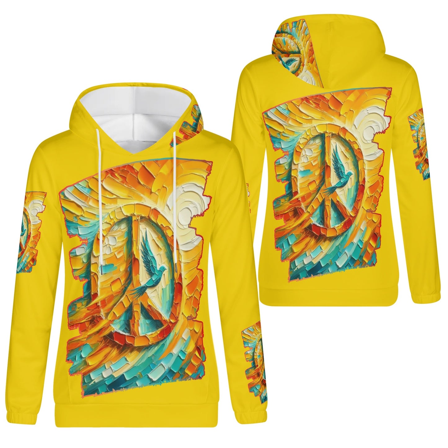 Womens Lightweight All Over Printing Pullover Hoodie "Peace"