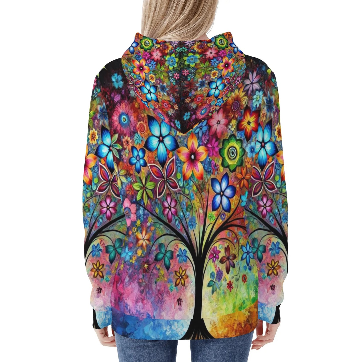 Womens All Over Print Warm Velvet Hoodie