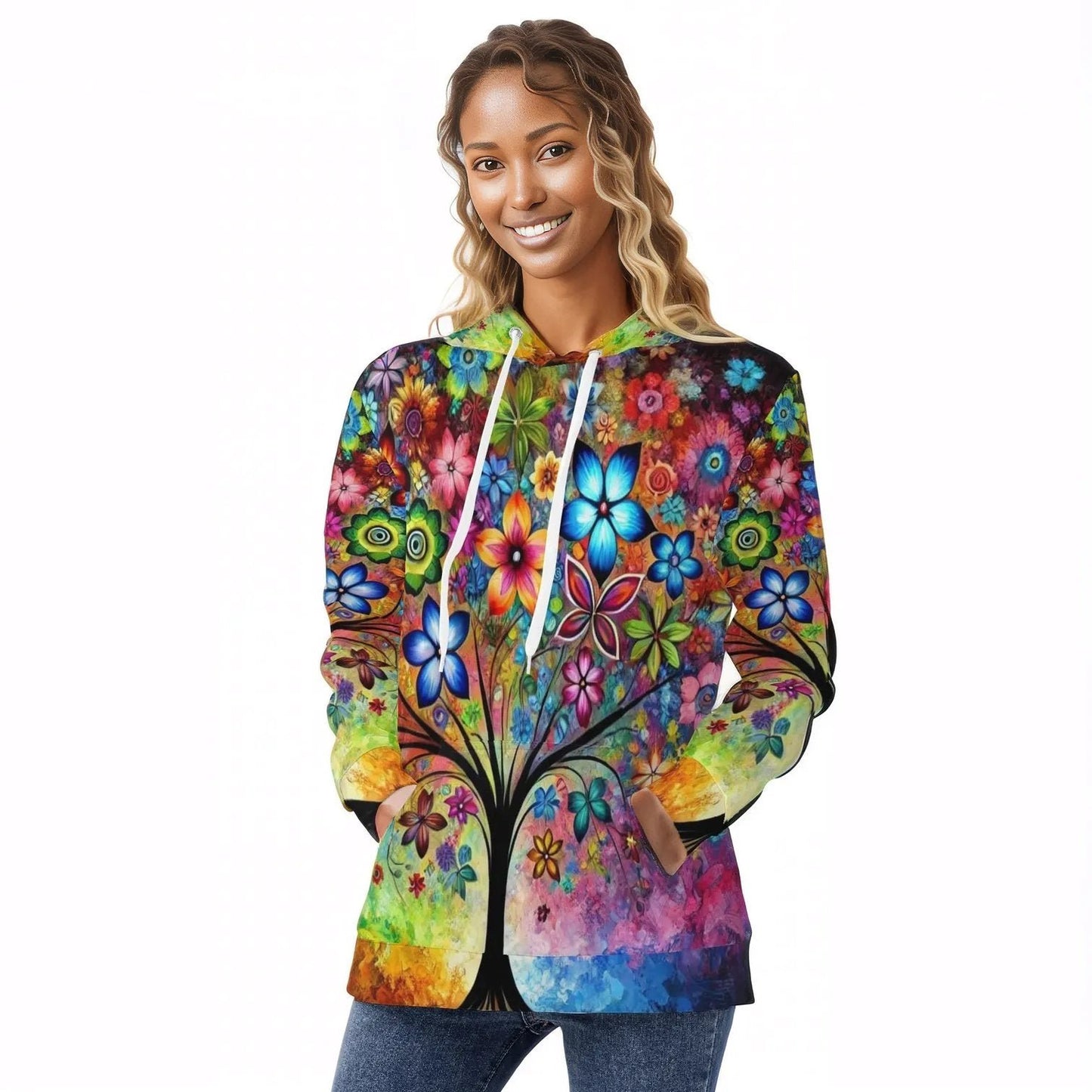 Womens All Over Print Warm Velvet Hoodie