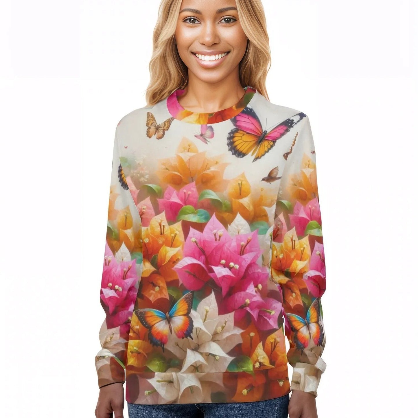 Womens All Over Print Crew Neck Lightweight Sweatshirt "Nature"