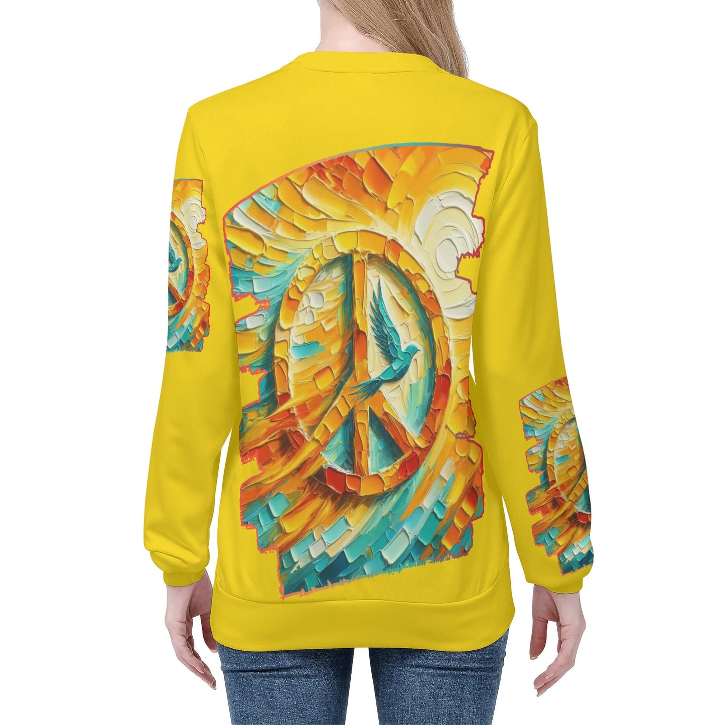 Womens All Over Print Crew Neck Lightweight Sweatshirt "Peace"