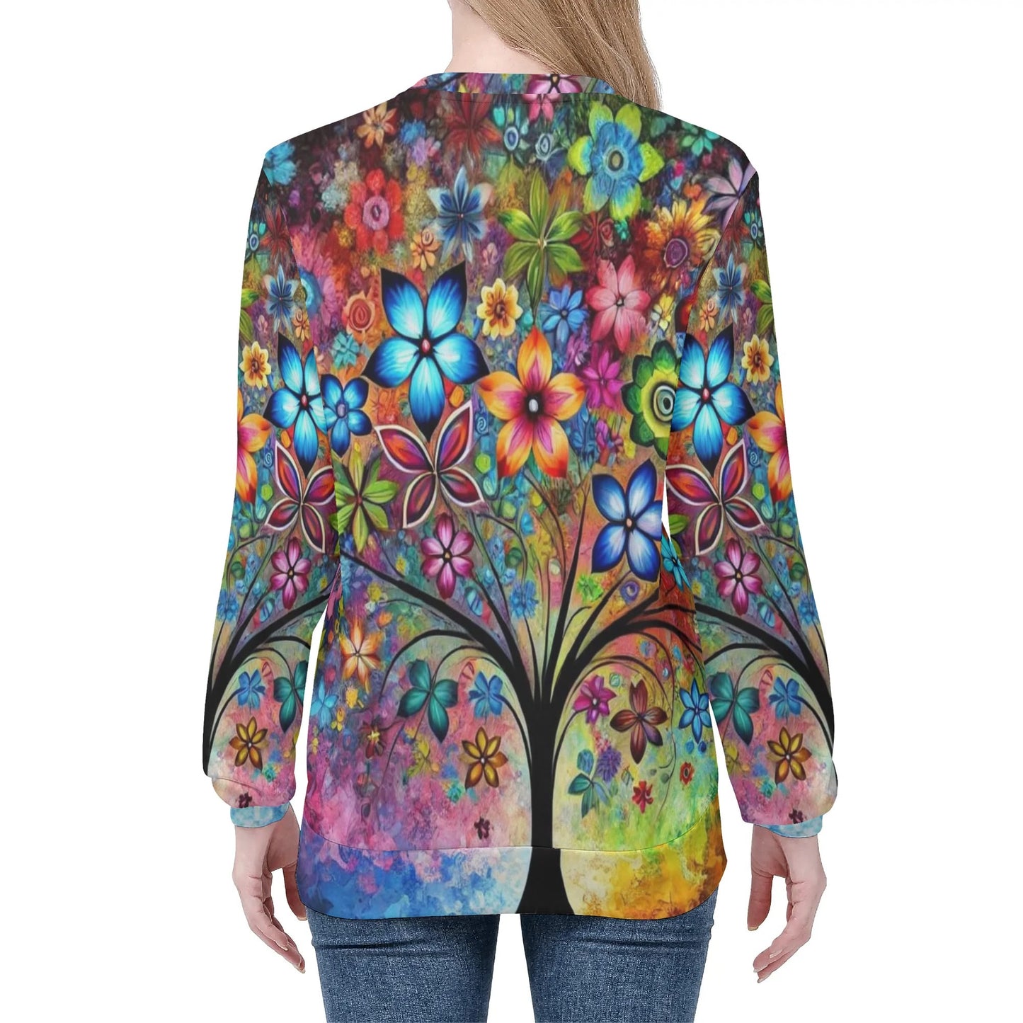 Womens All Over Print Crew Neck Lightweight Sweatshirt "Nature"