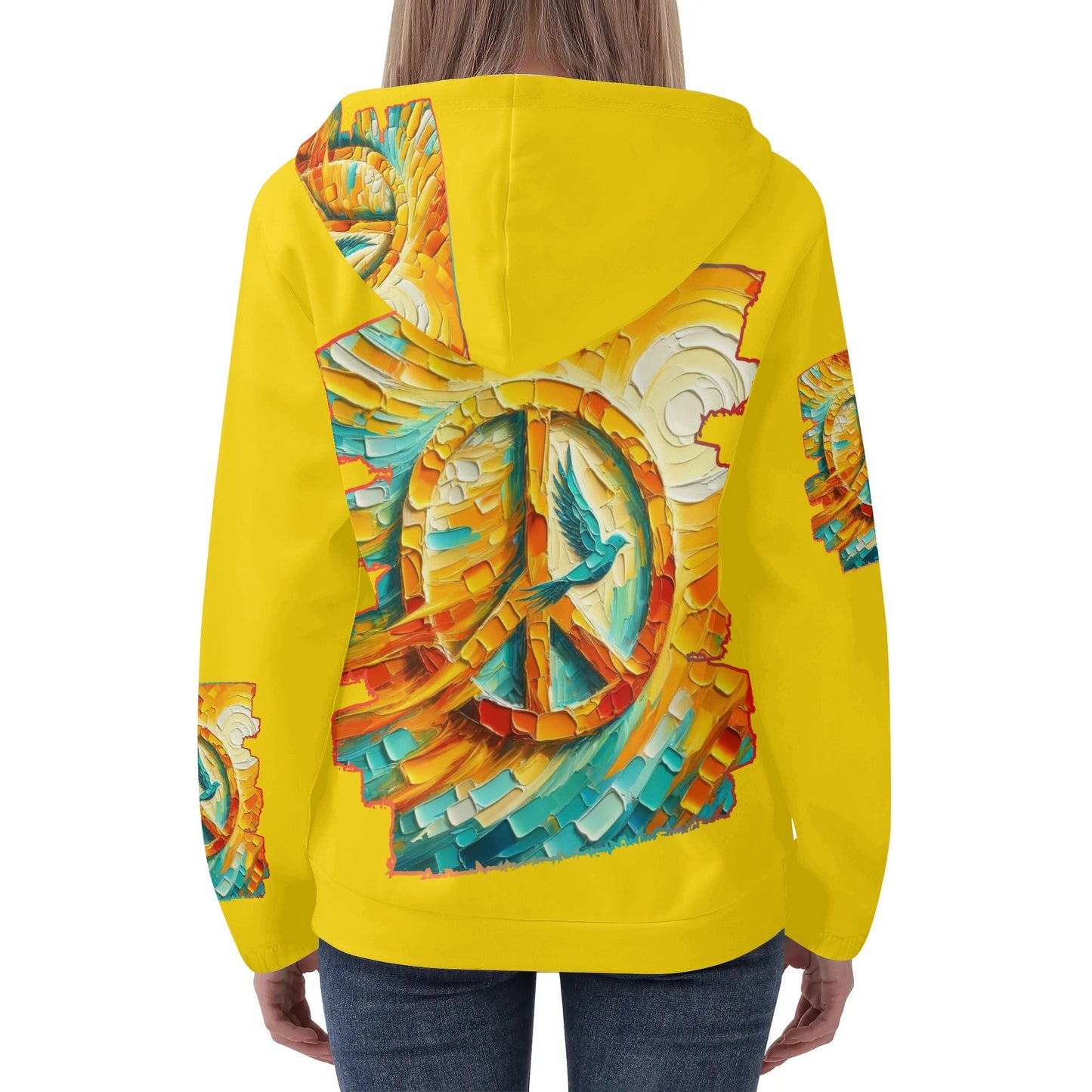 Womens Lightweight All Over Printing Pullover Hoodie "Peace"