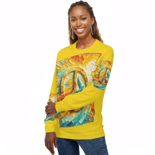 Womens All Over Print Crew Neck Lightweight Sweatshirt "Peace"