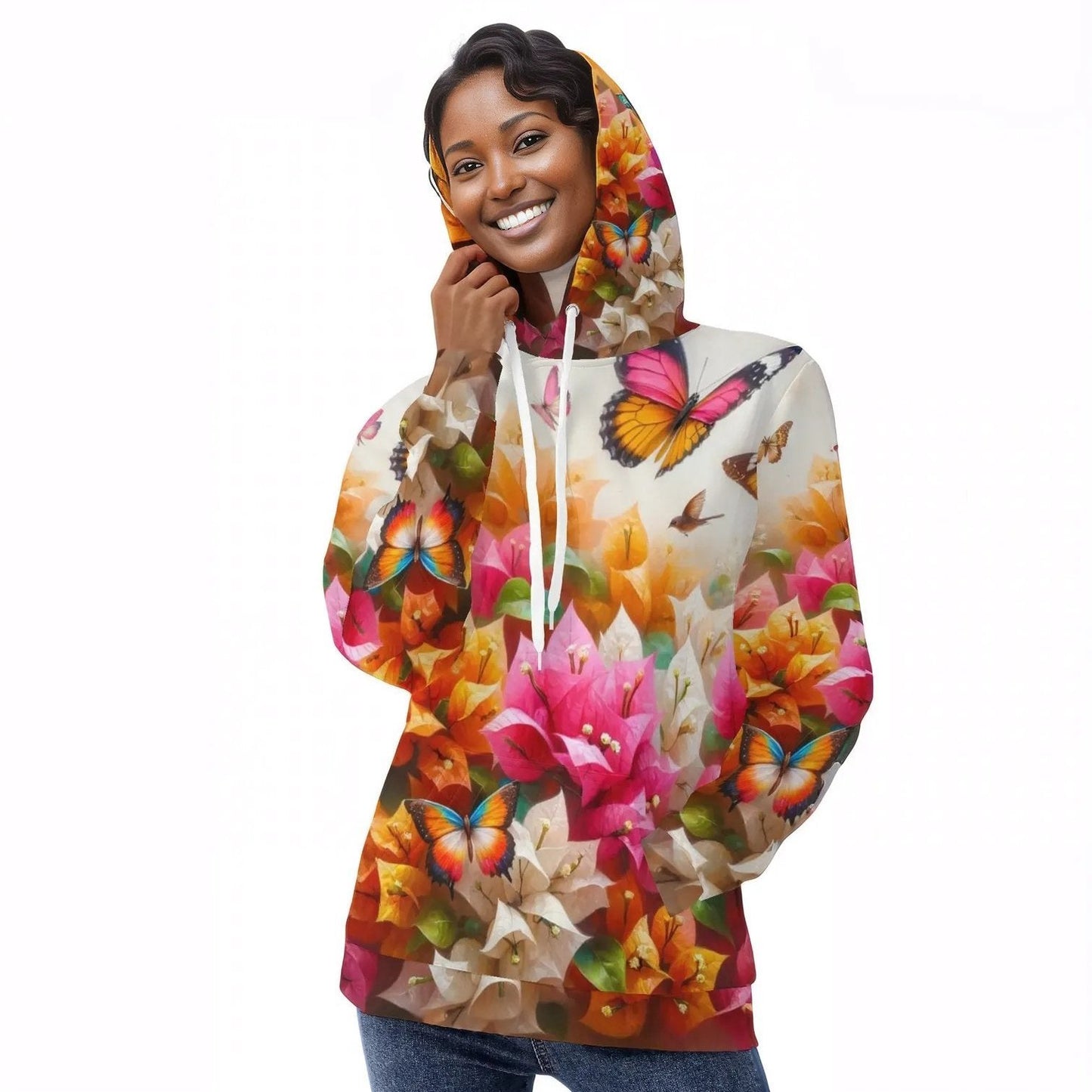 Womens All Over Print Warm Velvet Hoodie