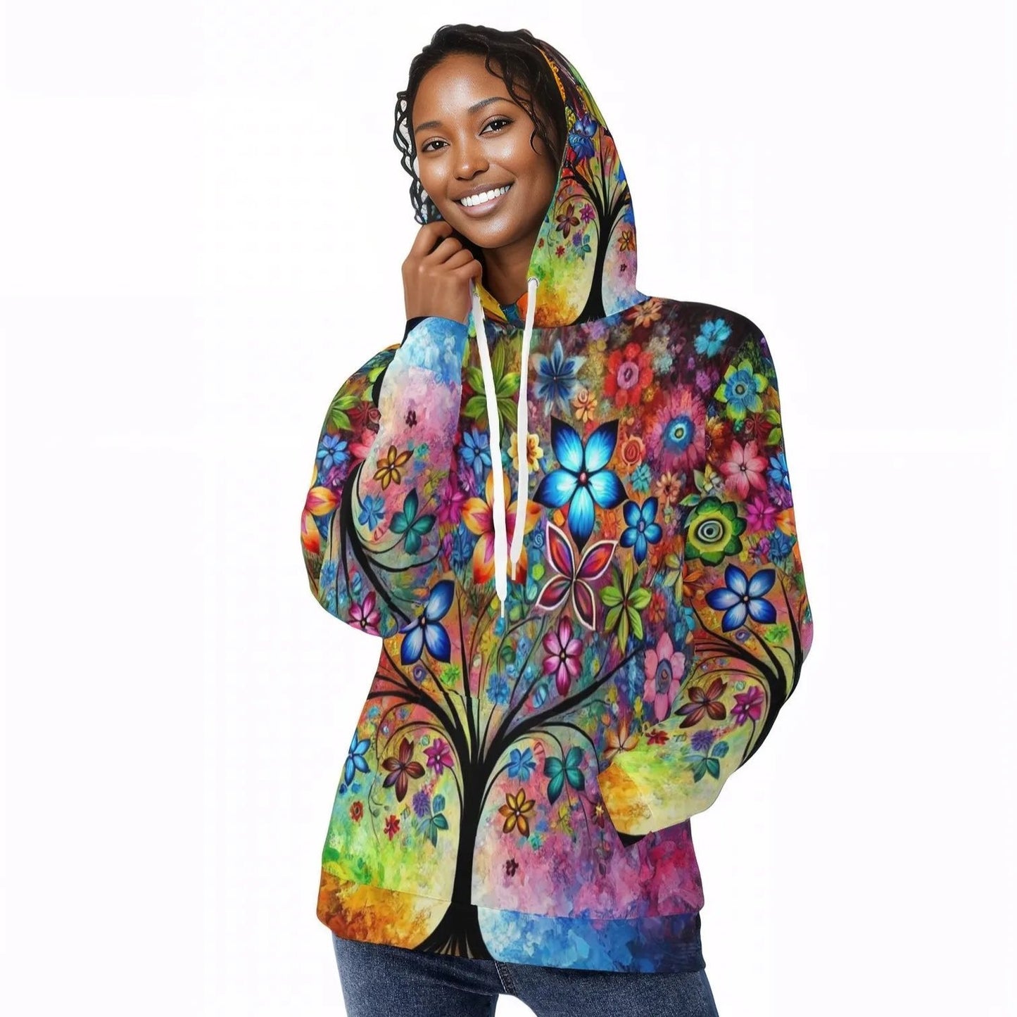 Womens All Over Print Warm Velvet Hoodie