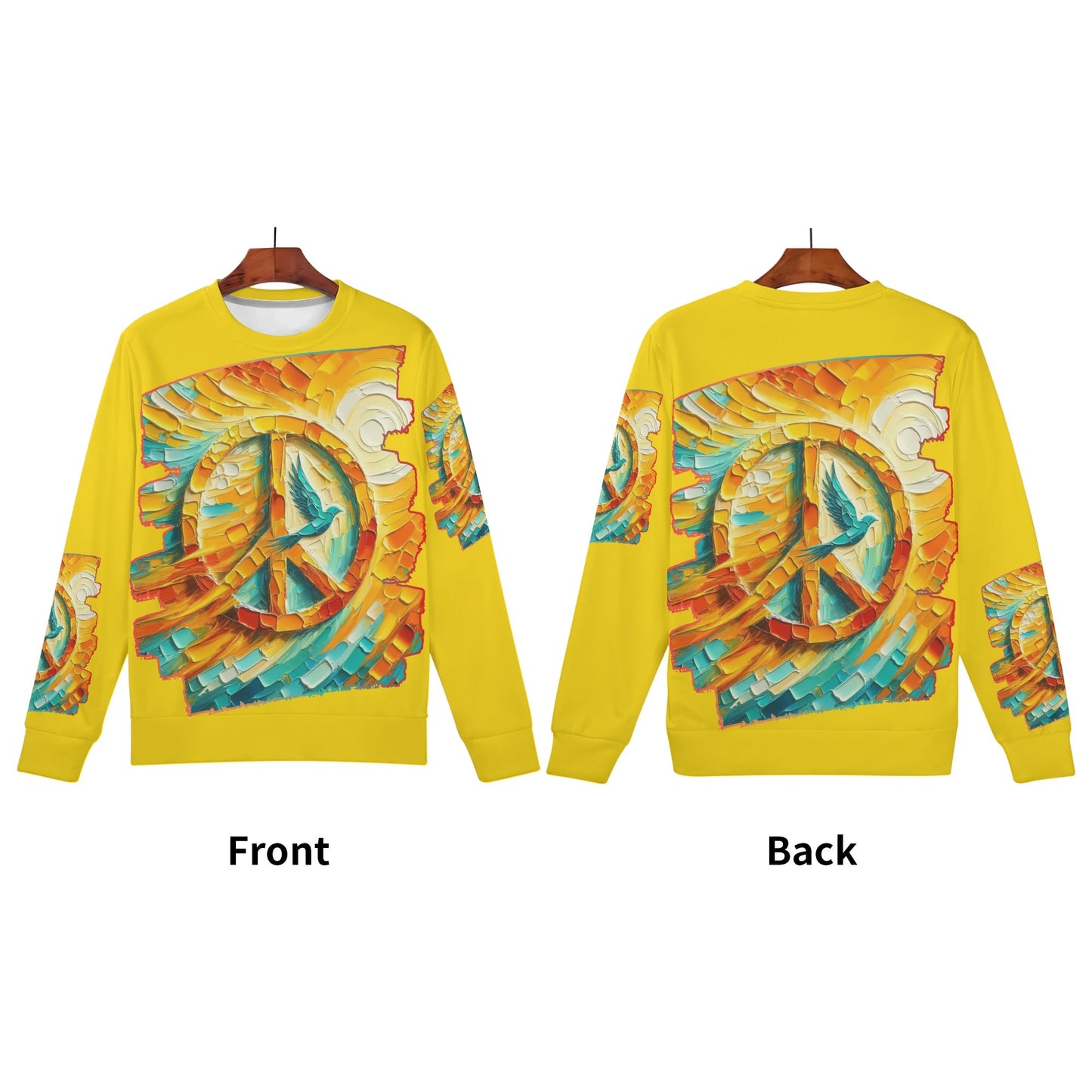 Womens All Over Print Crew Neck Lightweight Sweatshirt "Peace"