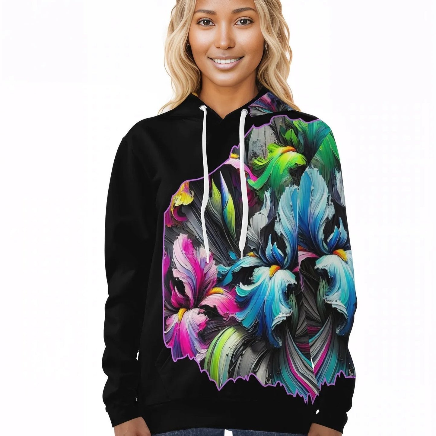 Womens All Over Print Warm Velvet Hoodie