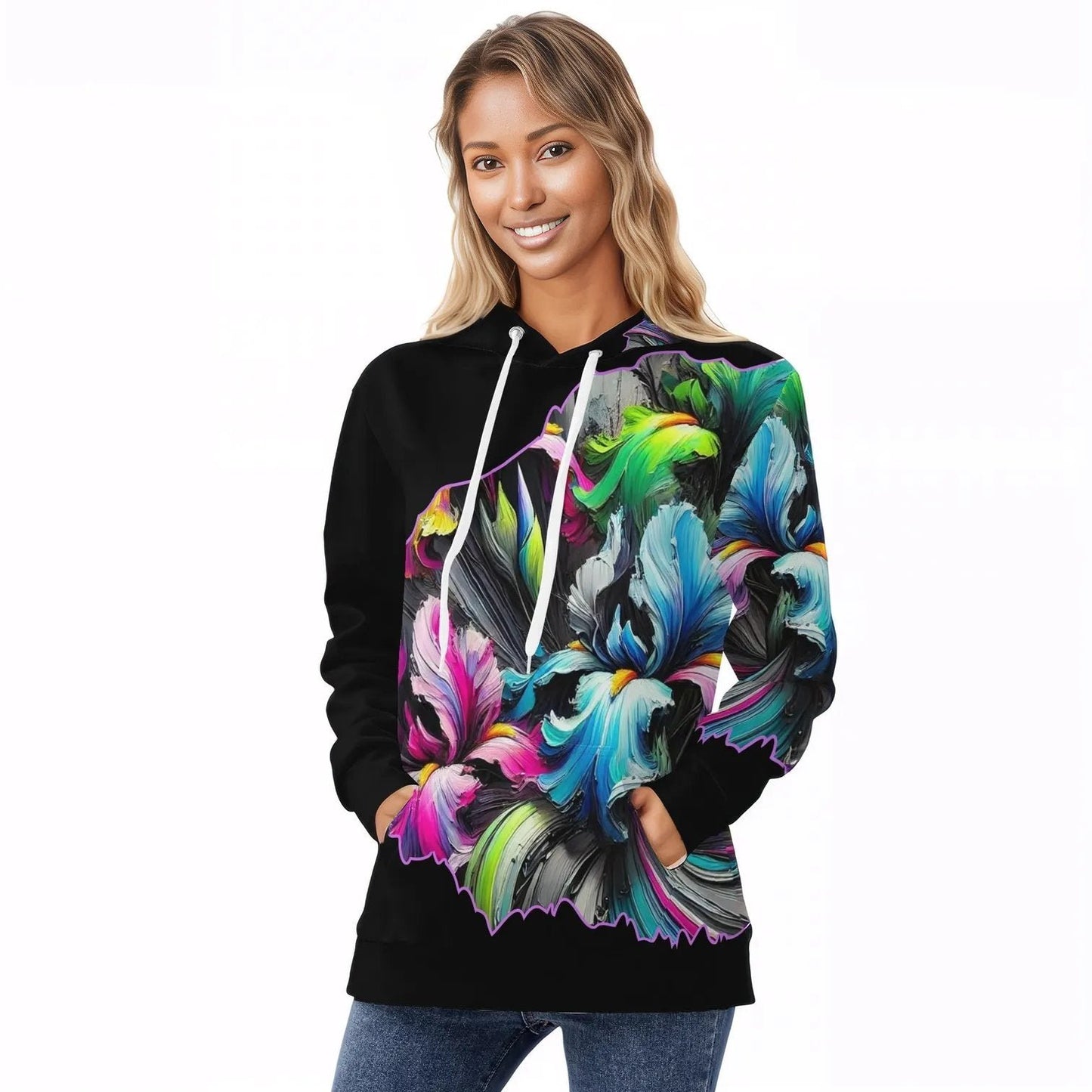 Womens All Over Print Warm Velvet Hoodie