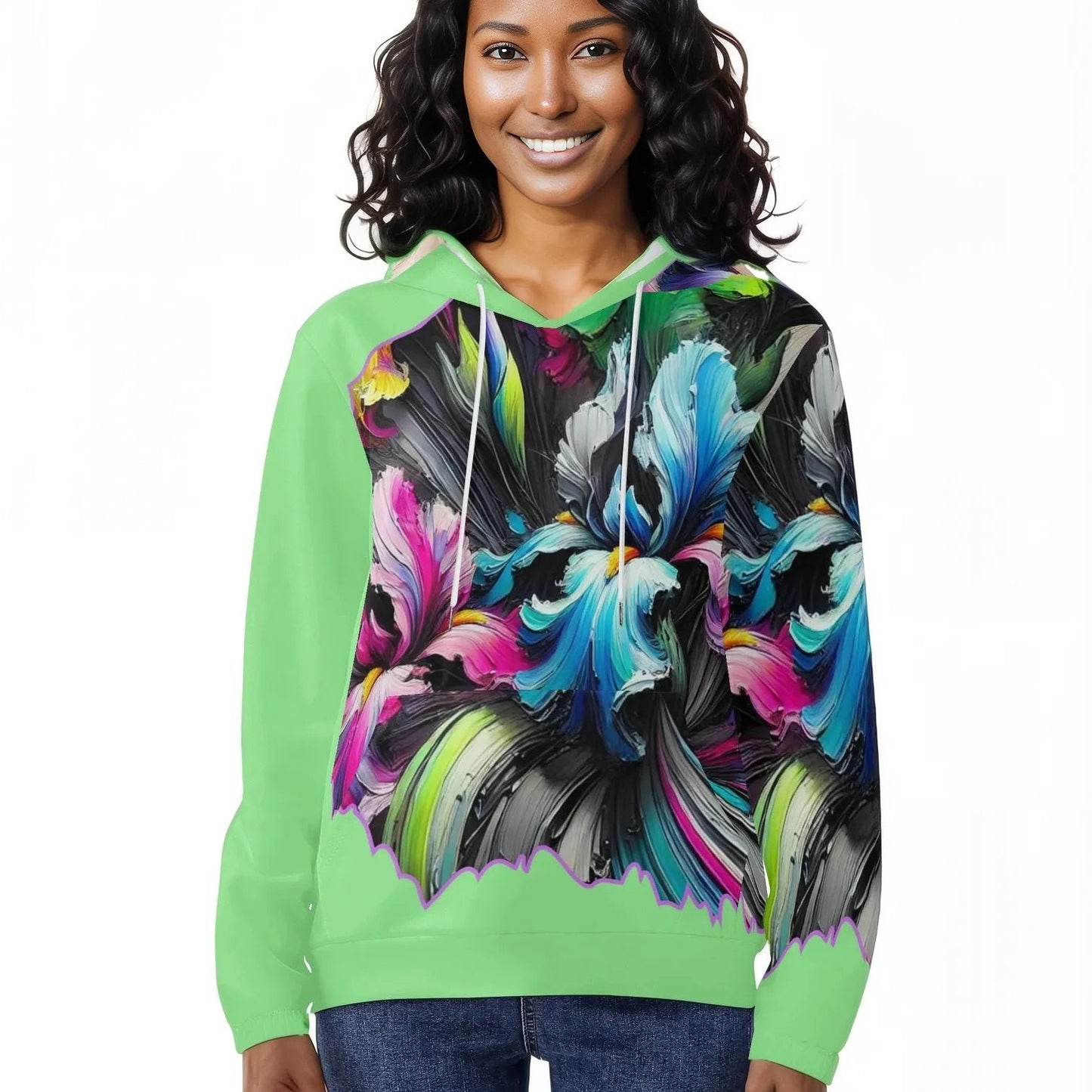 Womens Lightweight All Over Printing Pullover Hoodie