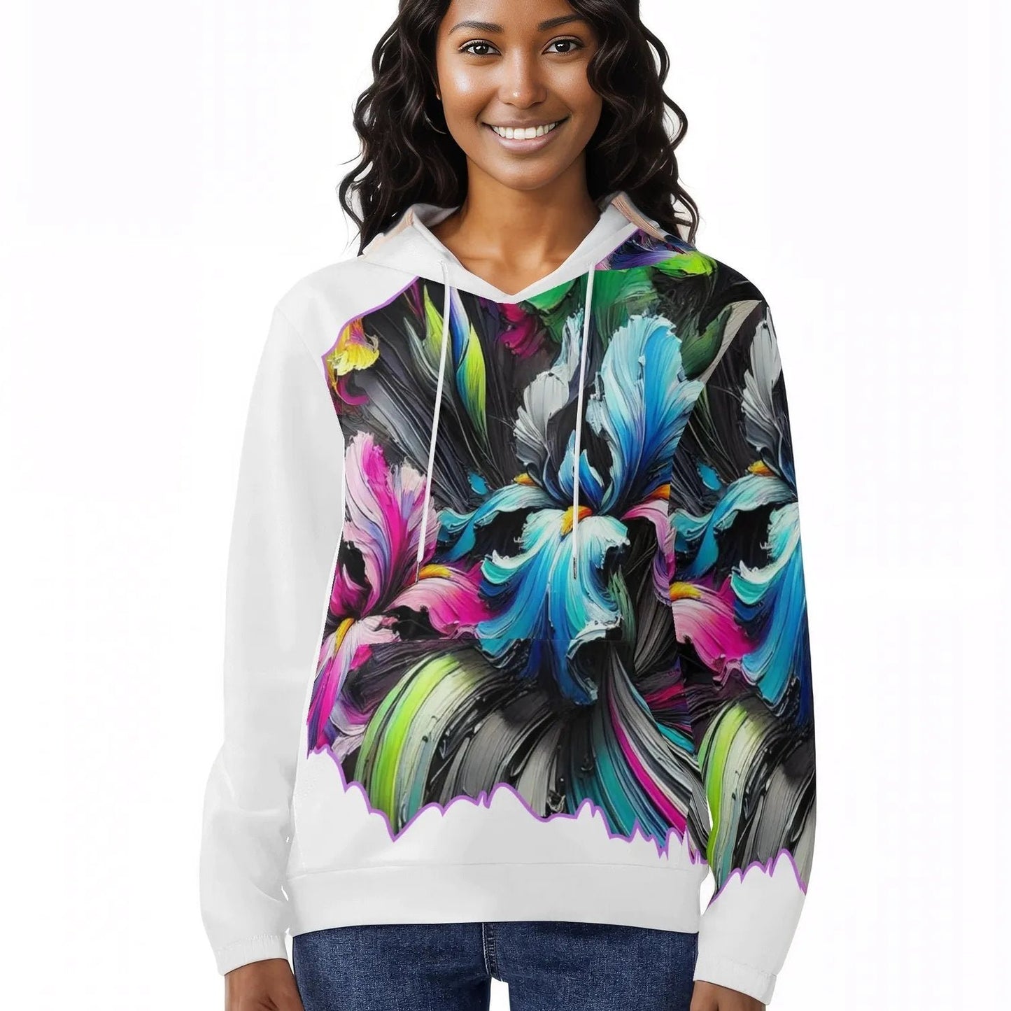 Womens Lightweight All Over Printing Pullover Hoodie