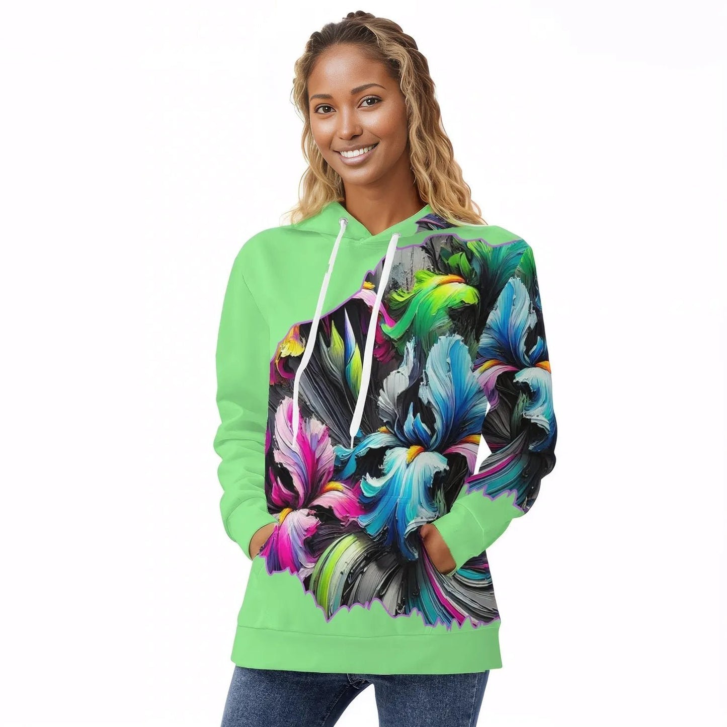 Womens All Over Print Warm Velvet Hoodie