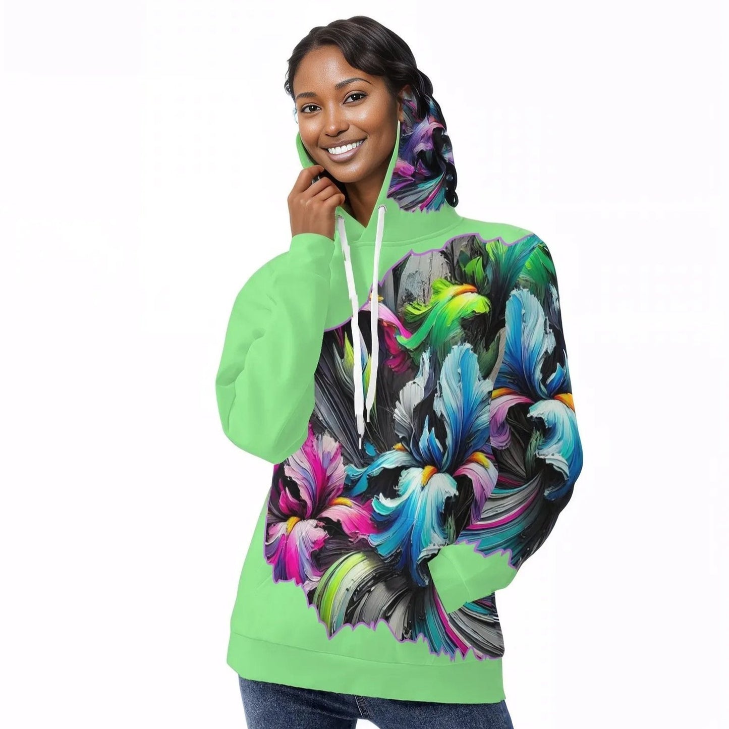 Womens All Over Print Warm Velvet Hoodie