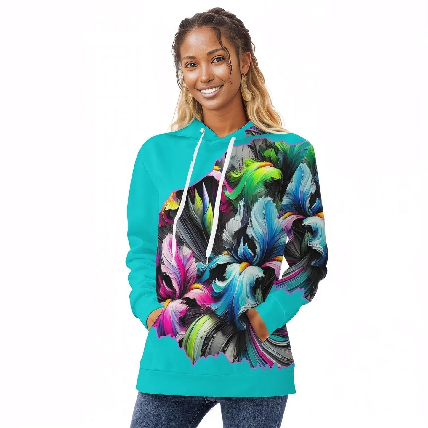 Womens All Over Print Warm Velvet Hoodie