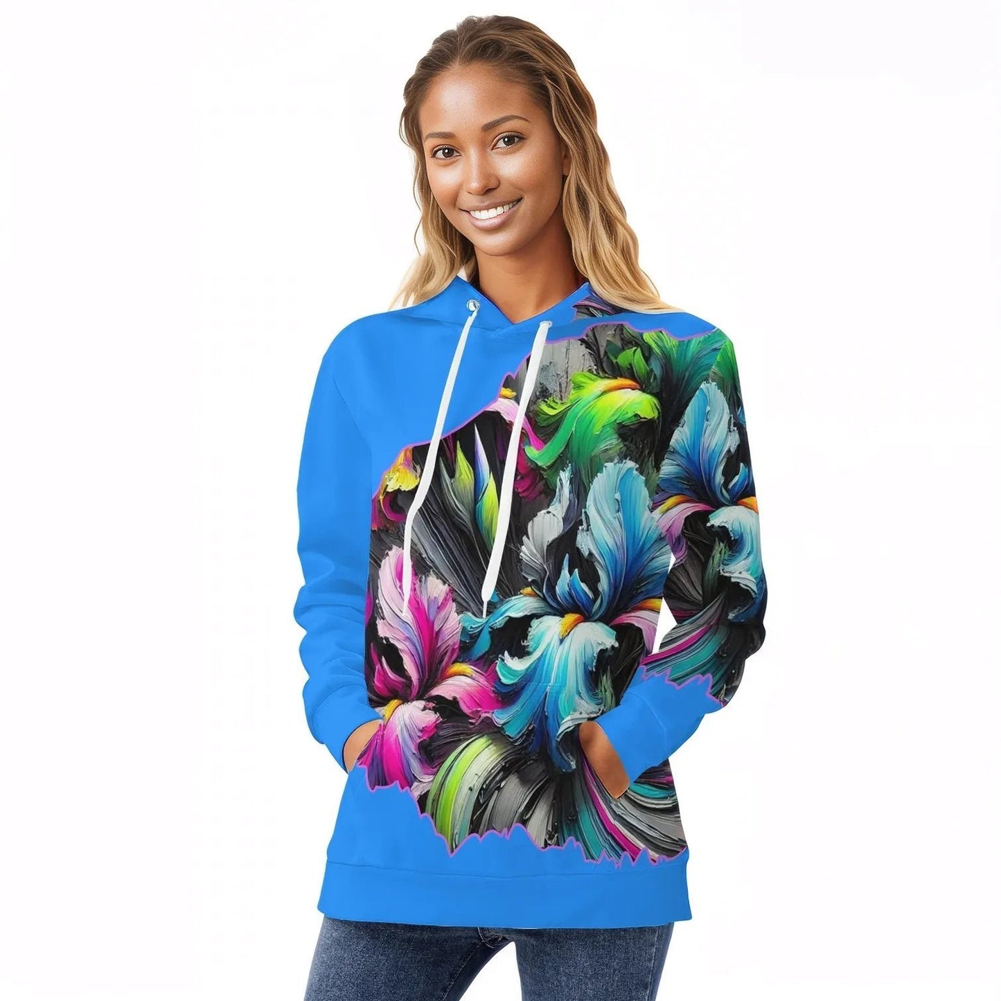 Womens All Over Print Warm Velvet Hoodie