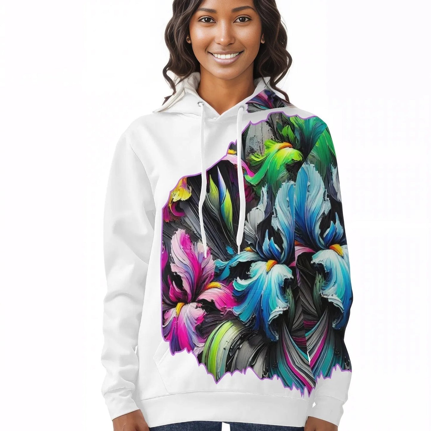 Womens All Over Print Warm Velvet Hoodie