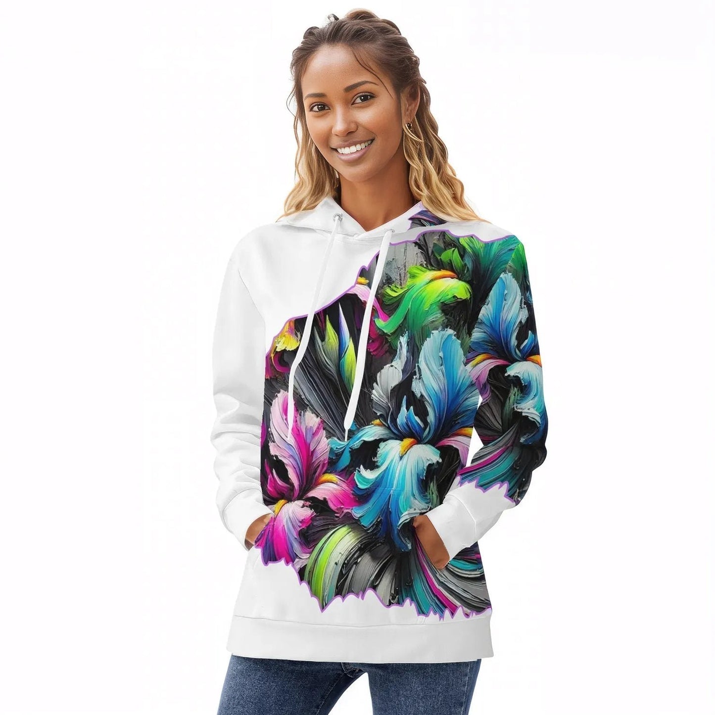 Womens All Over Print Warm Velvet Hoodie