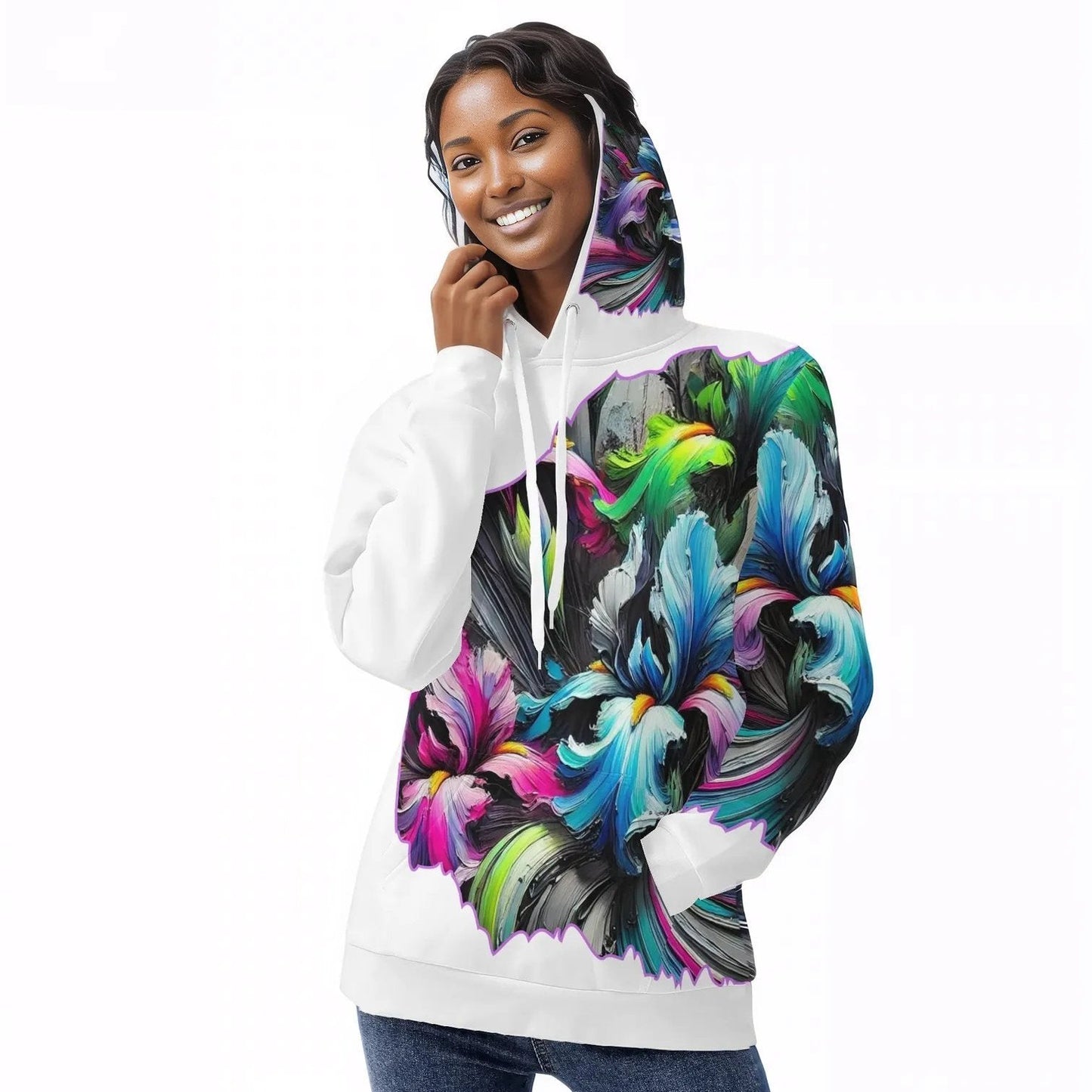 Womens All Over Print Warm Velvet Hoodie