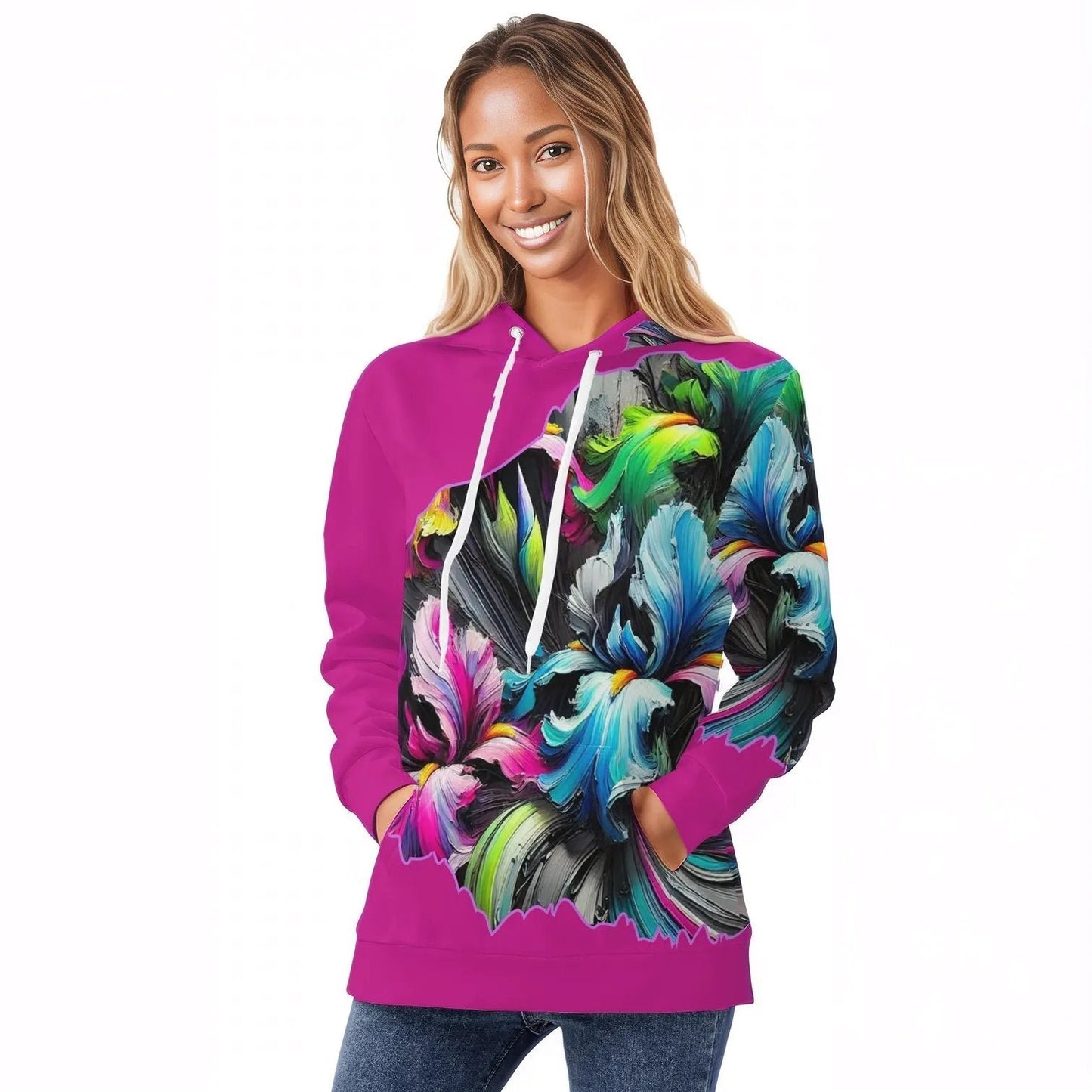 Womens All Over Print Warm Velvet Hoodie