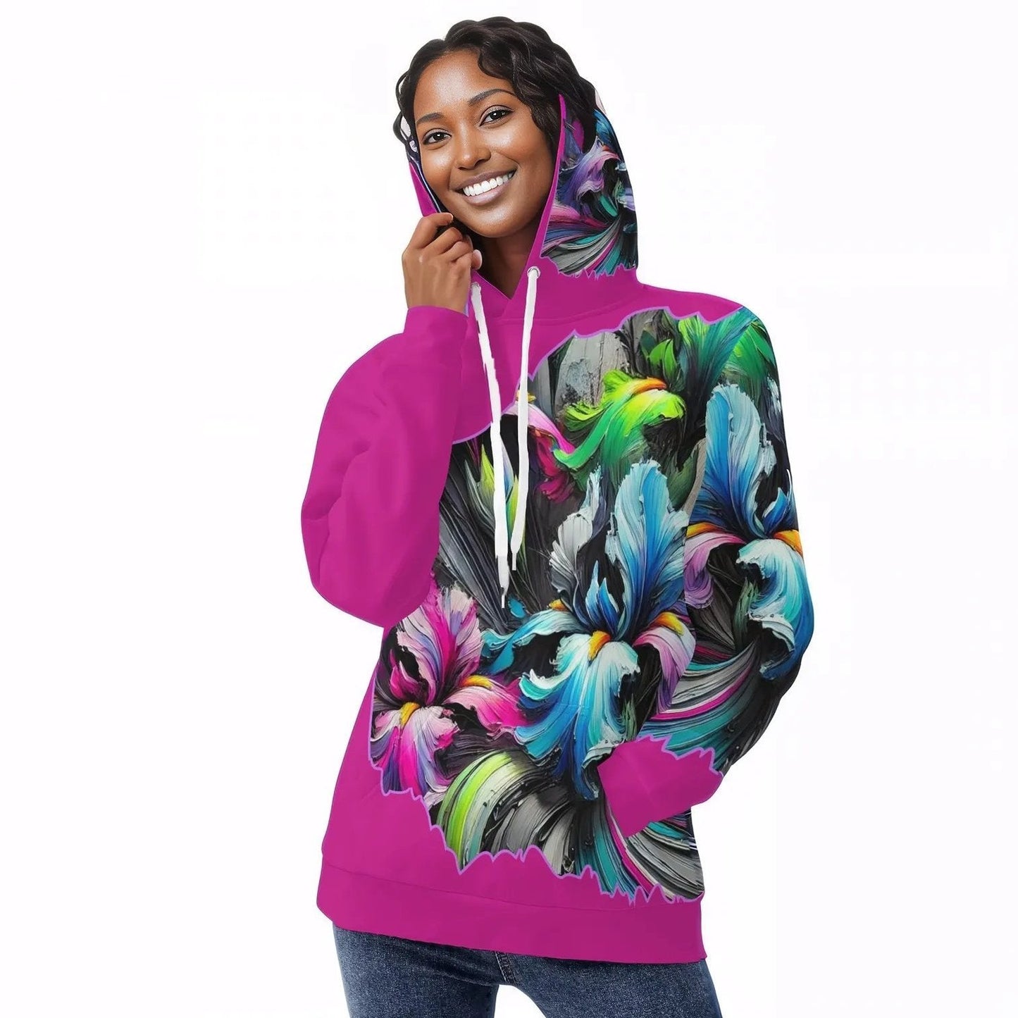 Womens All Over Print Warm Velvet Hoodie