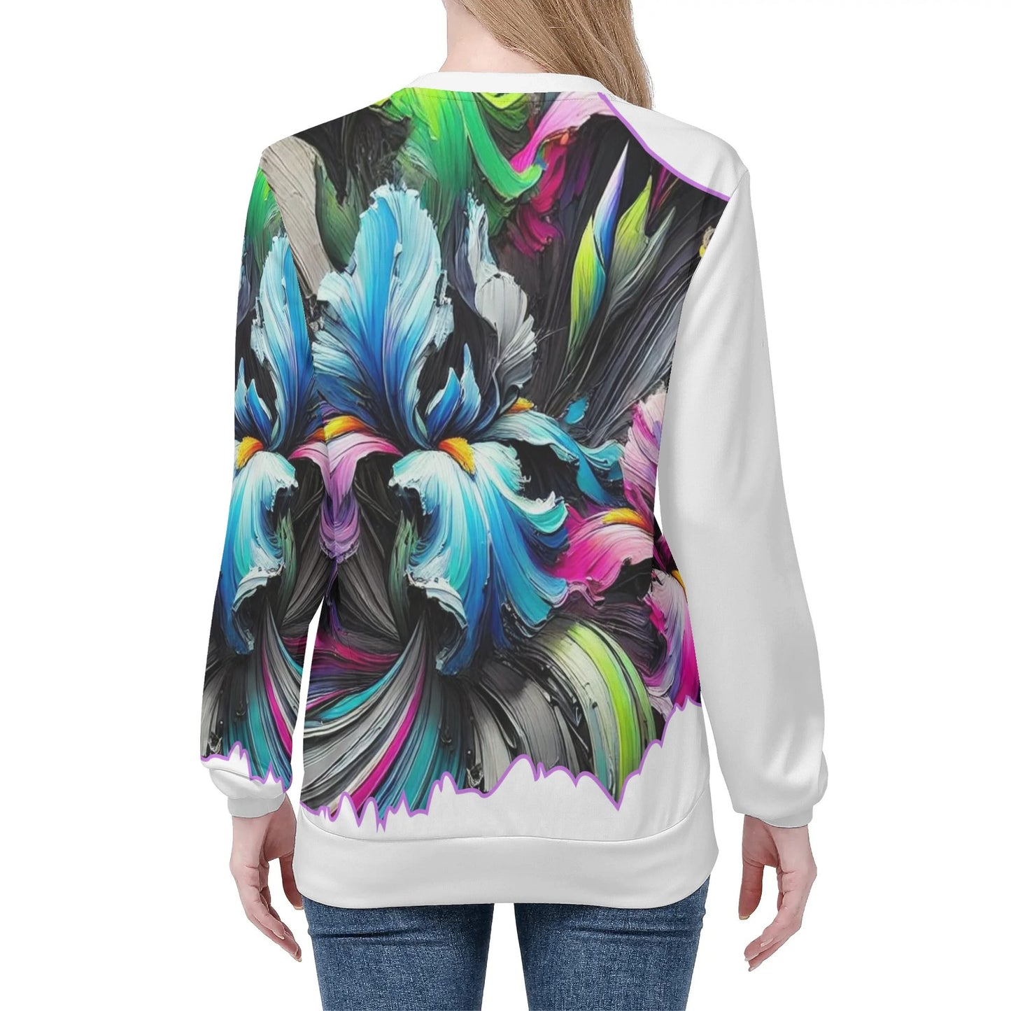 Womens All Over Print Crew Neck Lightweight Sweatshirt "Floral Print"