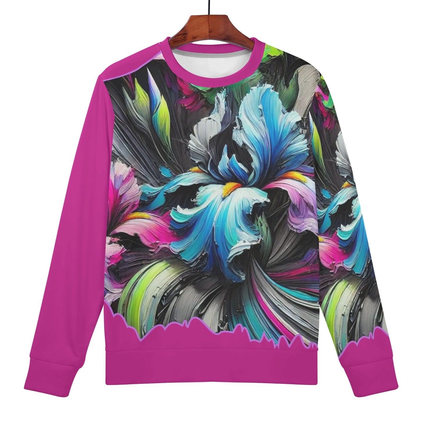 Womens All Over Print Crew Neck Lightweight Sweatshirt "Floral Print"