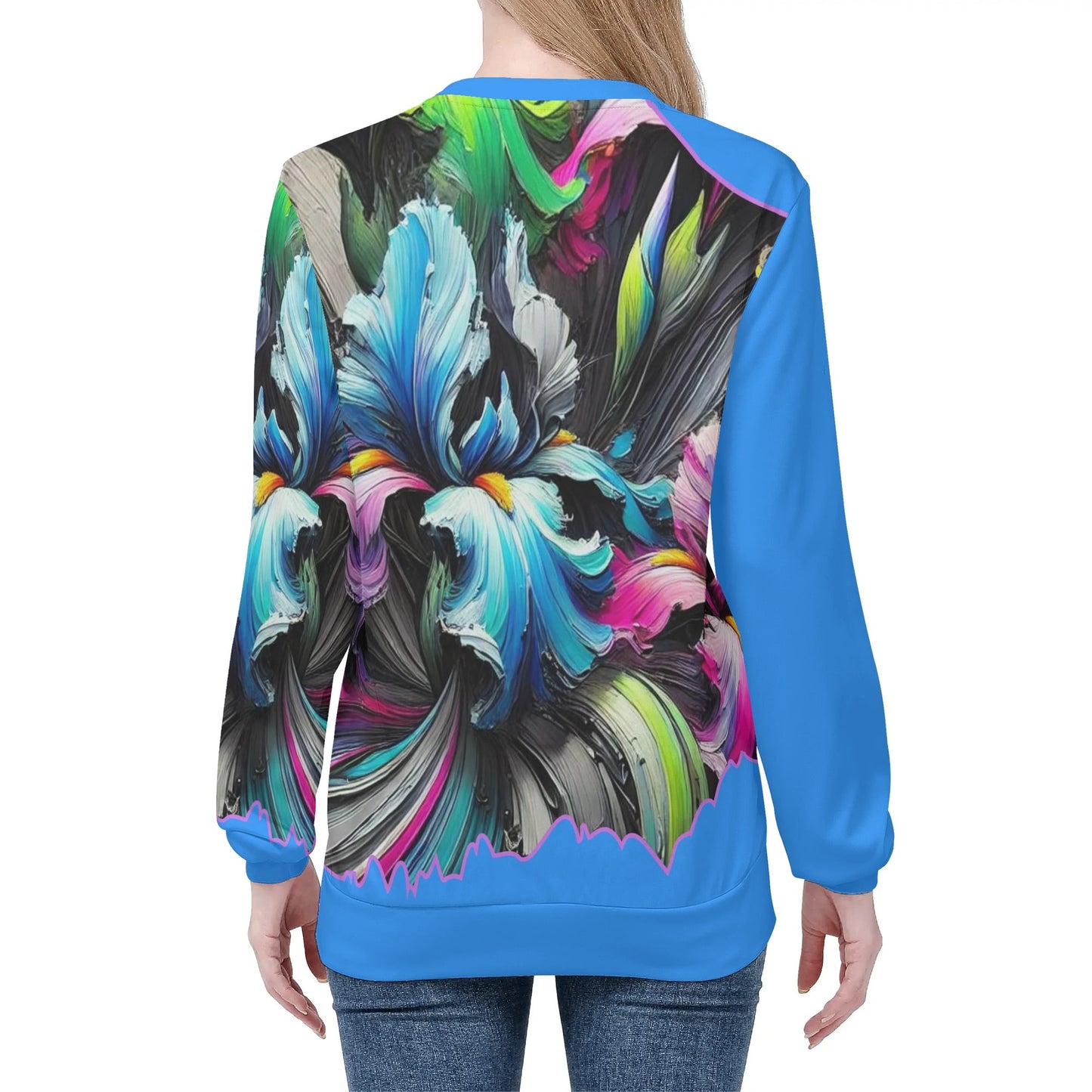 Womens All Over Print Crew Neck Lightweight Sweatshirt "Floral Print"