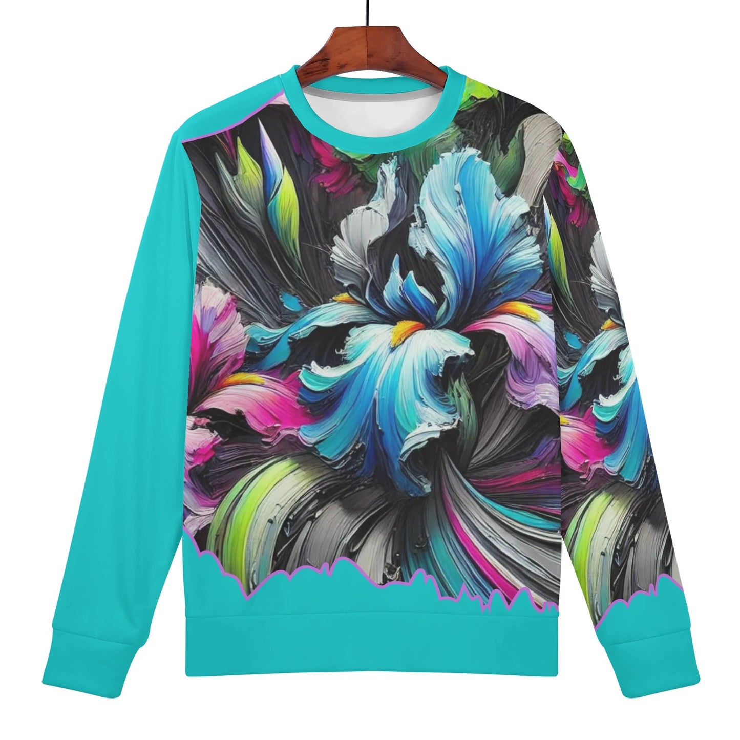 Womens All Over Print Crew Neck Lightweight Sweatshirt "Floral Print"