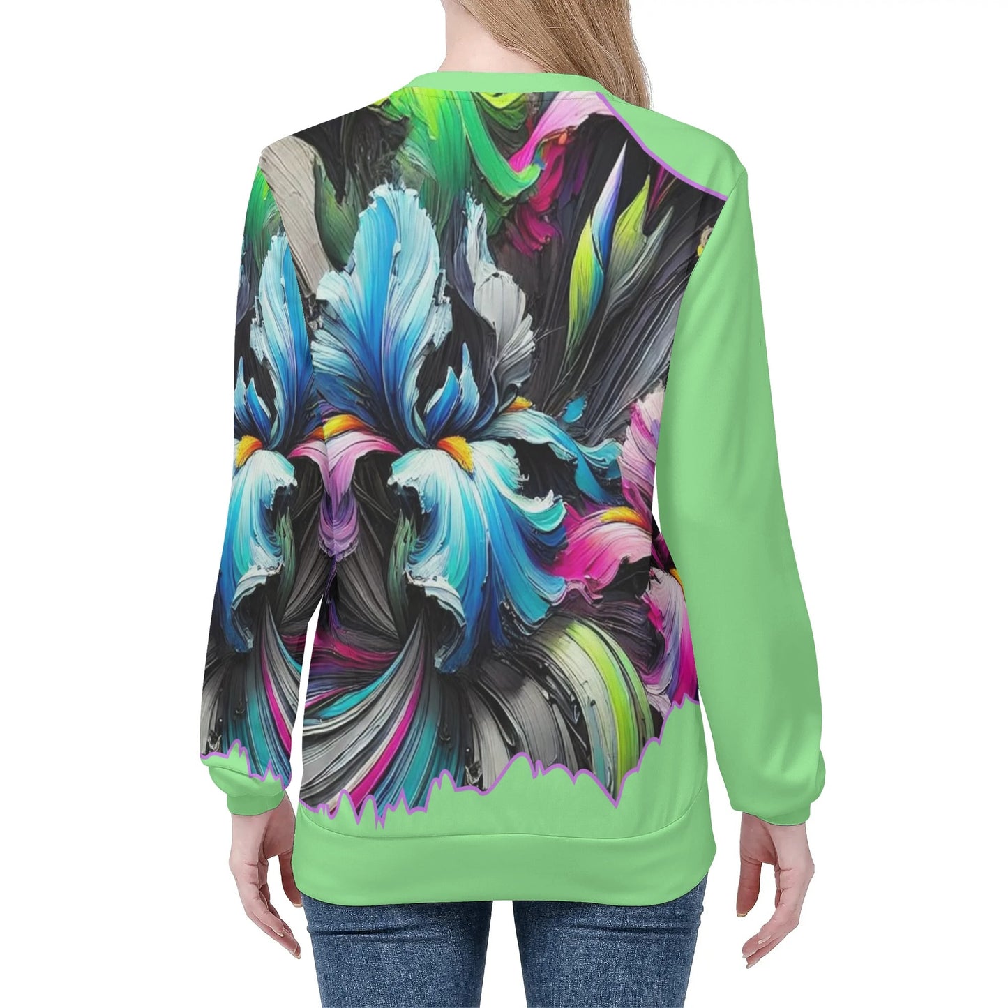 Womens All Over Print Crew Neck Lightweight Sweatshirt "Floral Print"