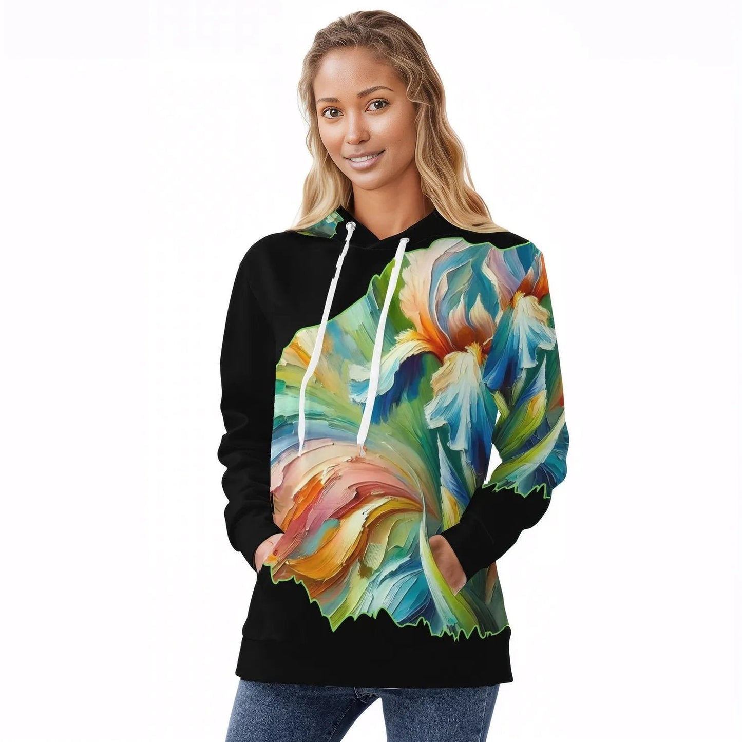 Womens All Over Print Warm Velvet Hoodie