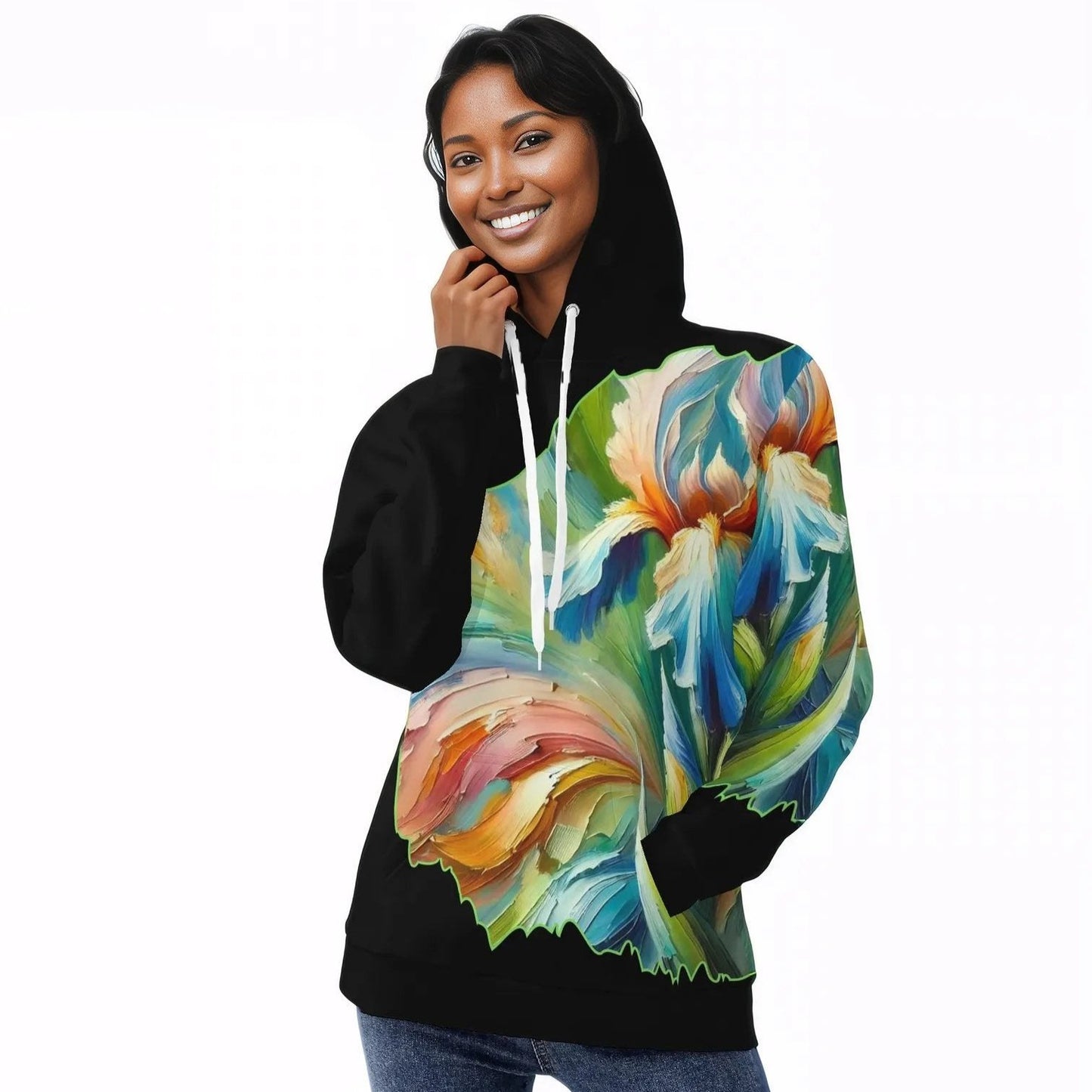 Womens All Over Print Warm Velvet Hoodie