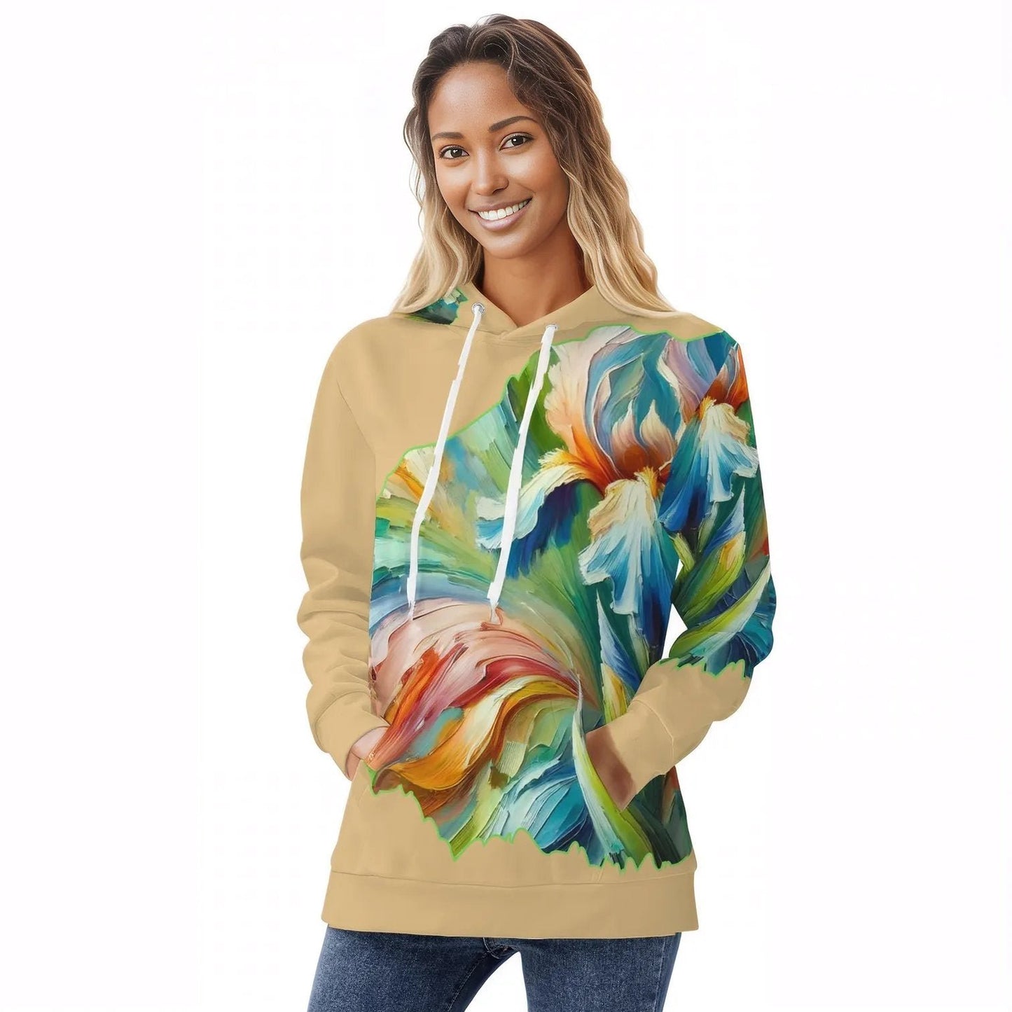 Womens All Over Print Warm Velvet Hoodie