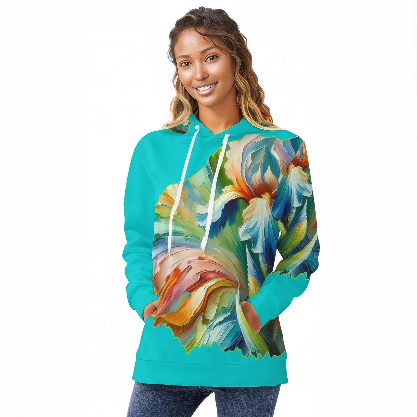 Womens All Over Print Warm Velvet Hoodie