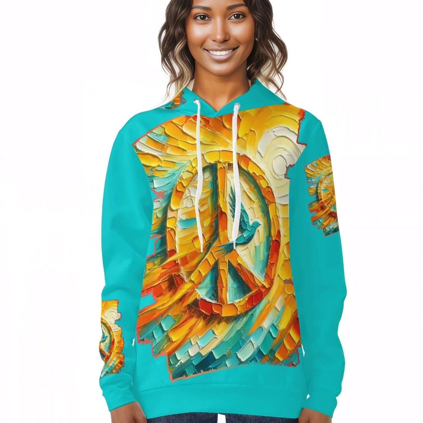 Womens All Over Print Warm Velvet Hoodie