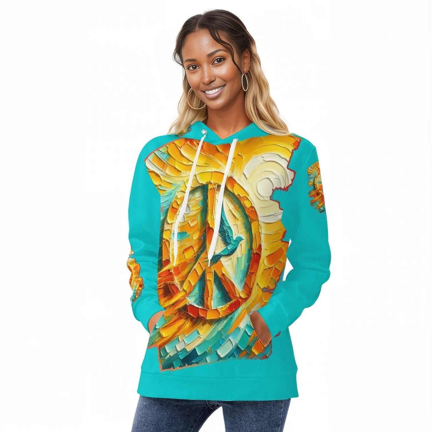 Womens All Over Print Warm Velvet Hoodie