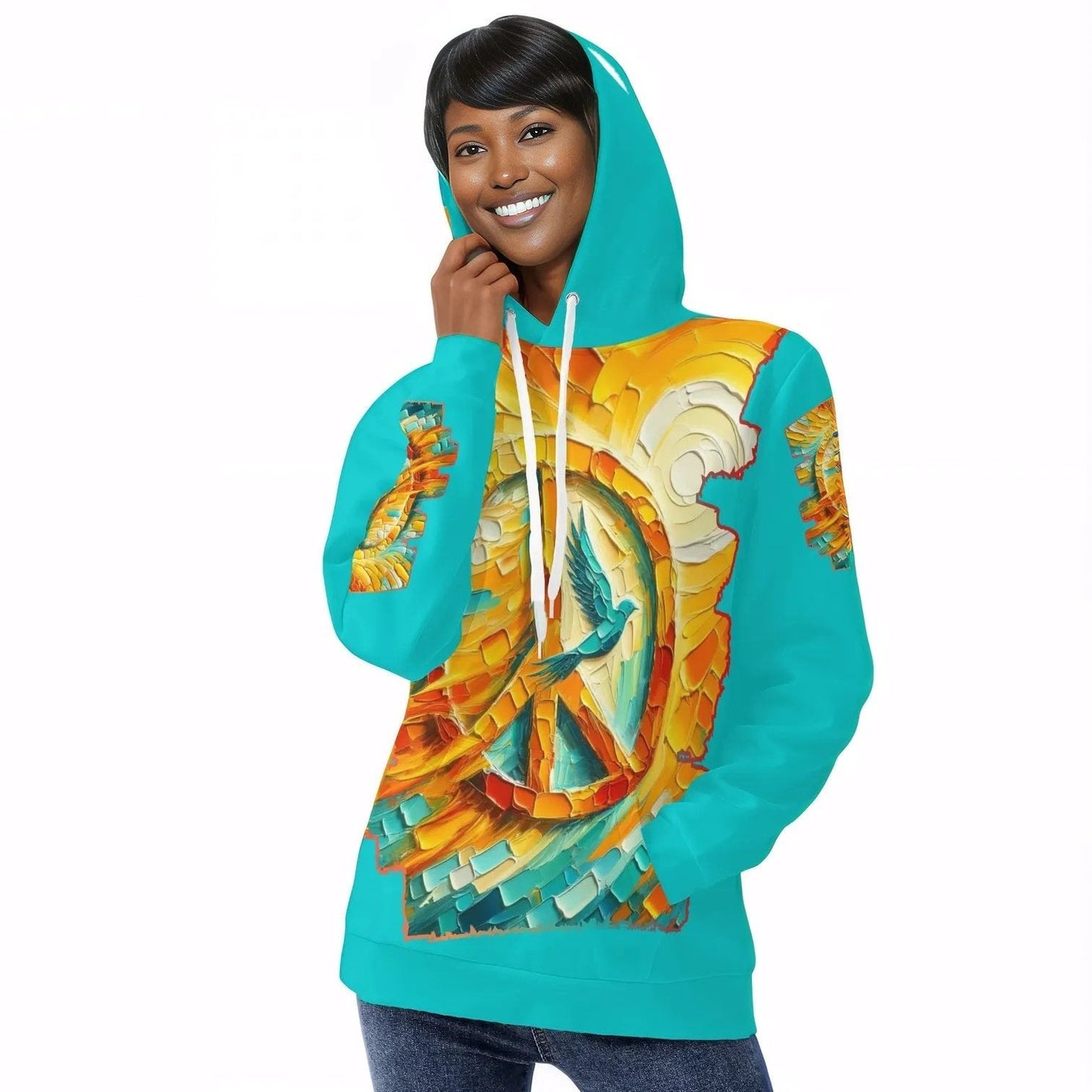 Womens All Over Print Warm Velvet Hoodie