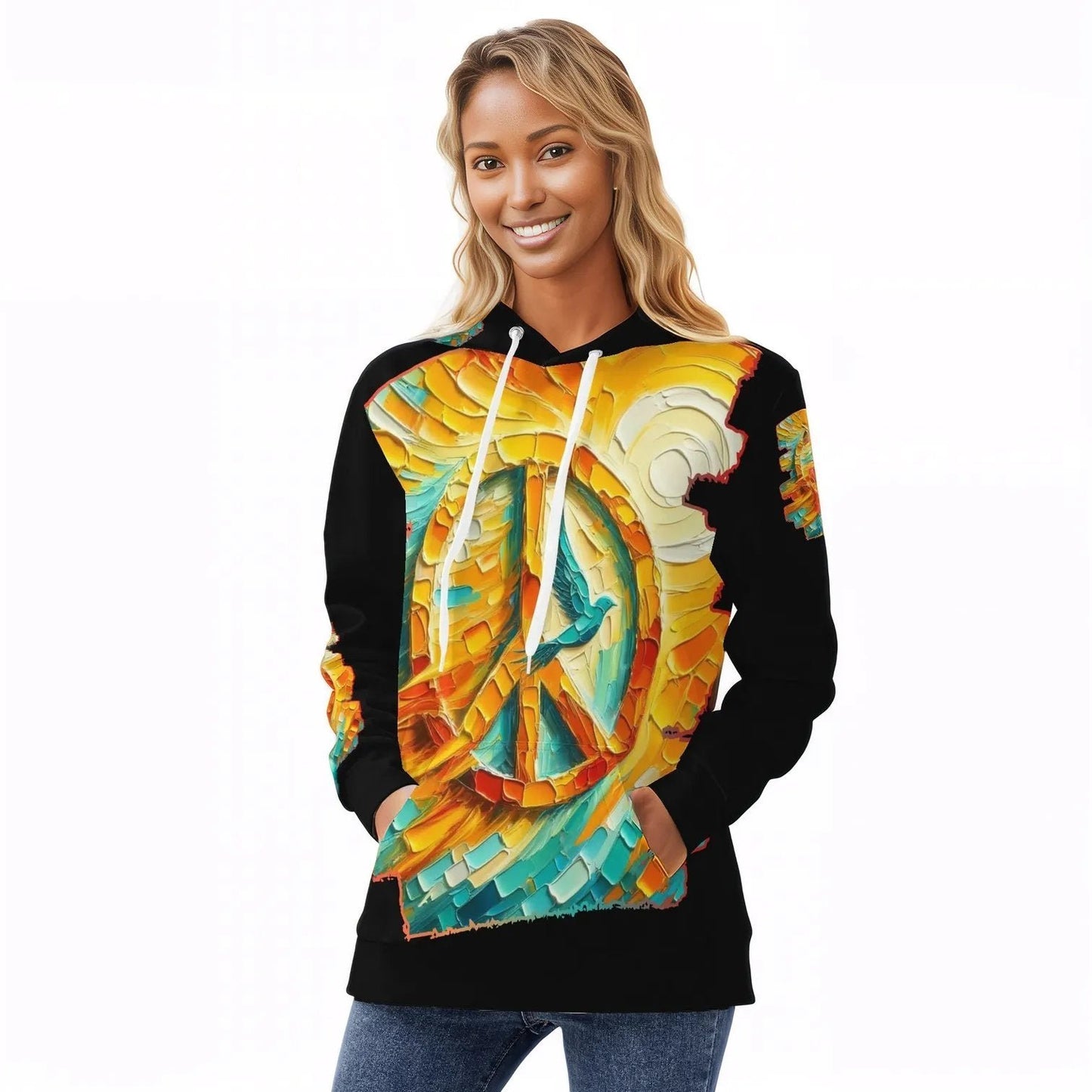 Womens All Over Print Warm Velvet Hoodie