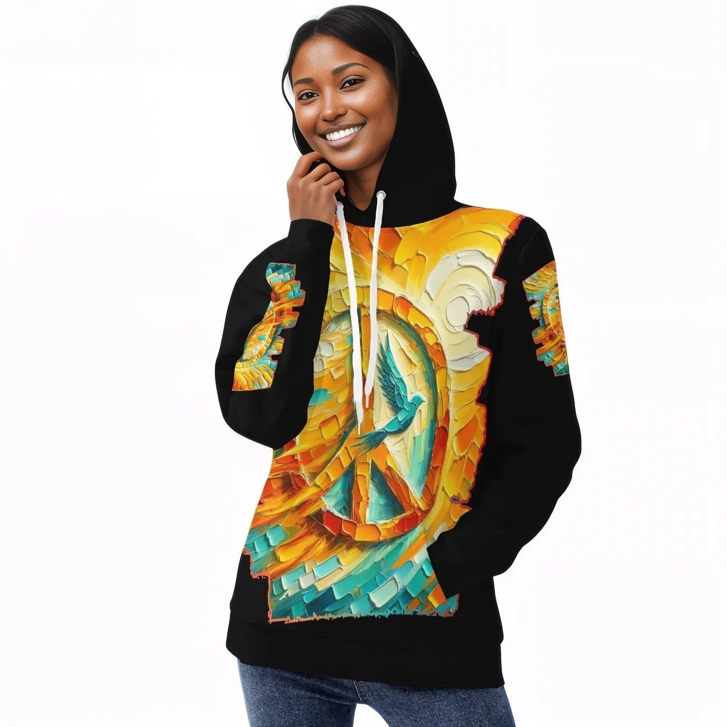 Womens All Over Print Warm Velvet Hoodie