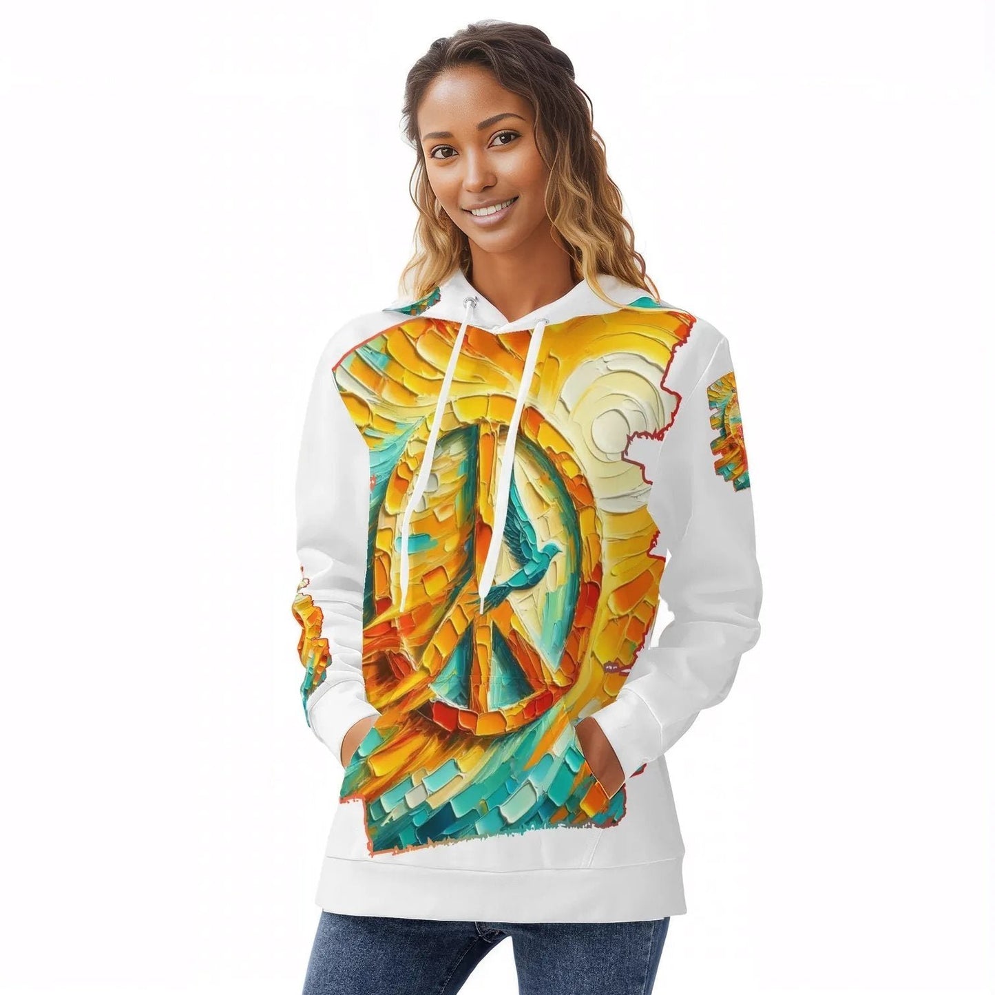 Womens All Over Print Warm Velvet Hoodie