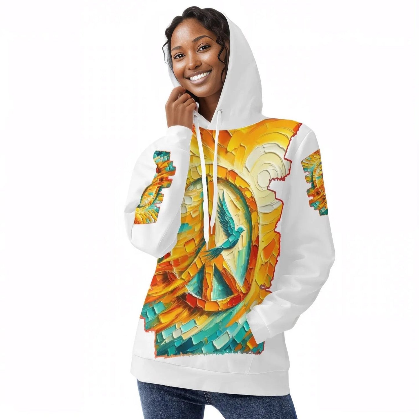 Womens All Over Print Warm Velvet Hoodie