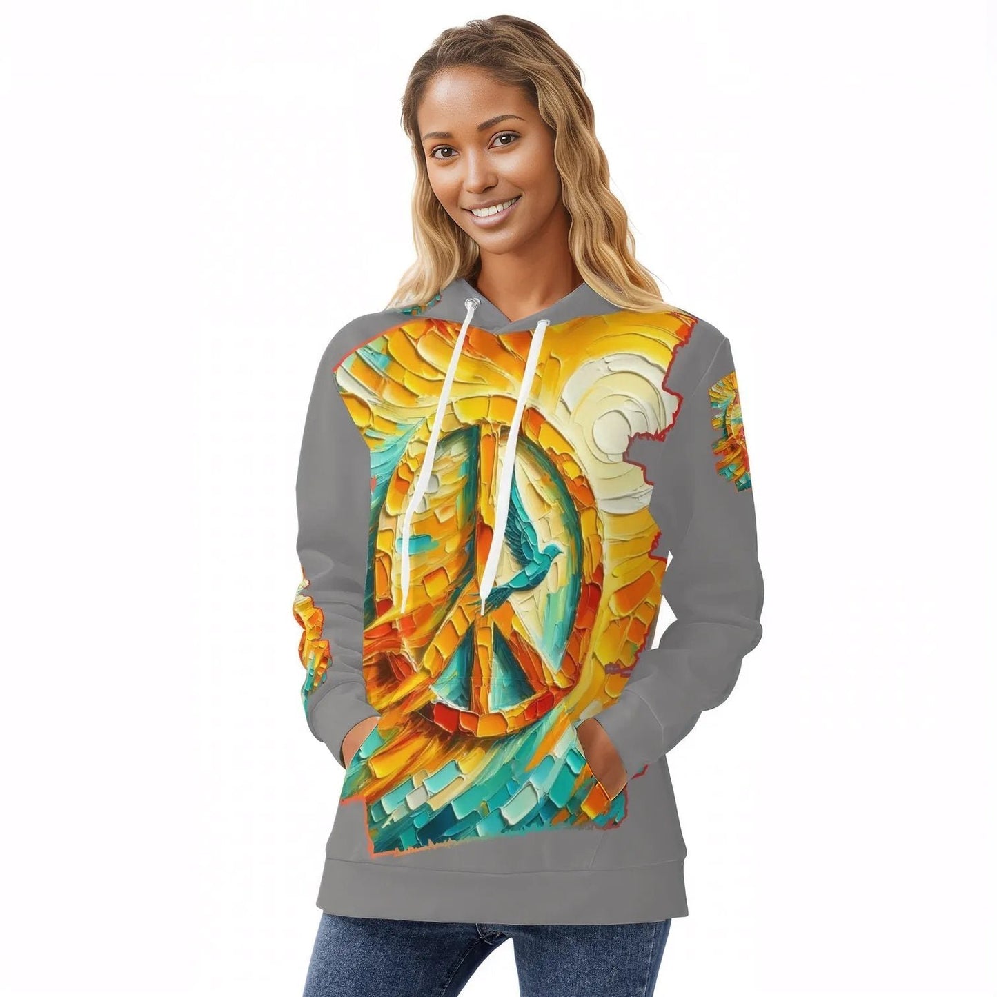 Womens All Over Print Warm Velvet Hoodie