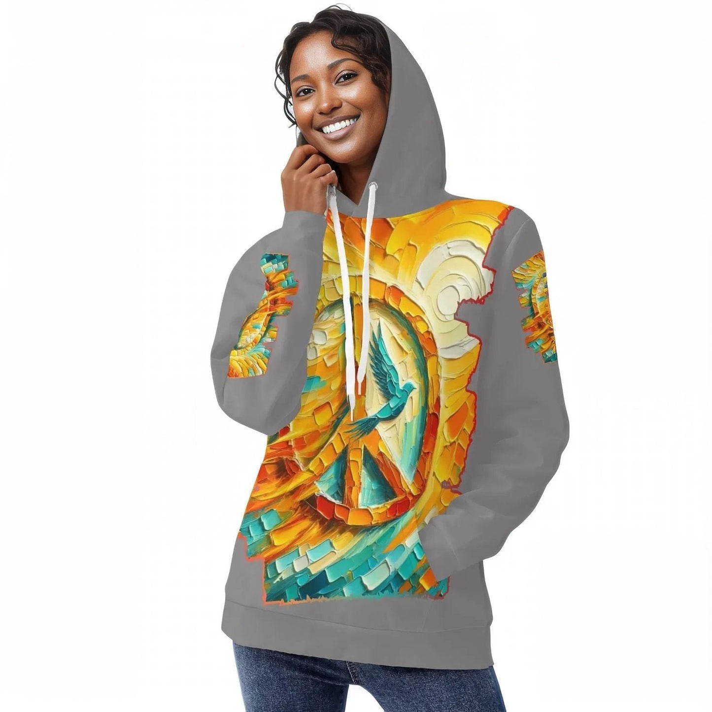 Womens All Over Print Warm Velvet Hoodie