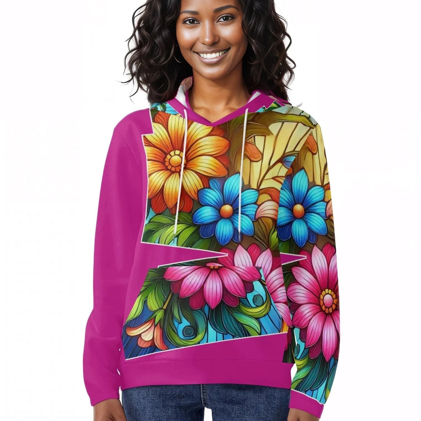 Womens Lightweight All Over Printing Pullover Hoodie