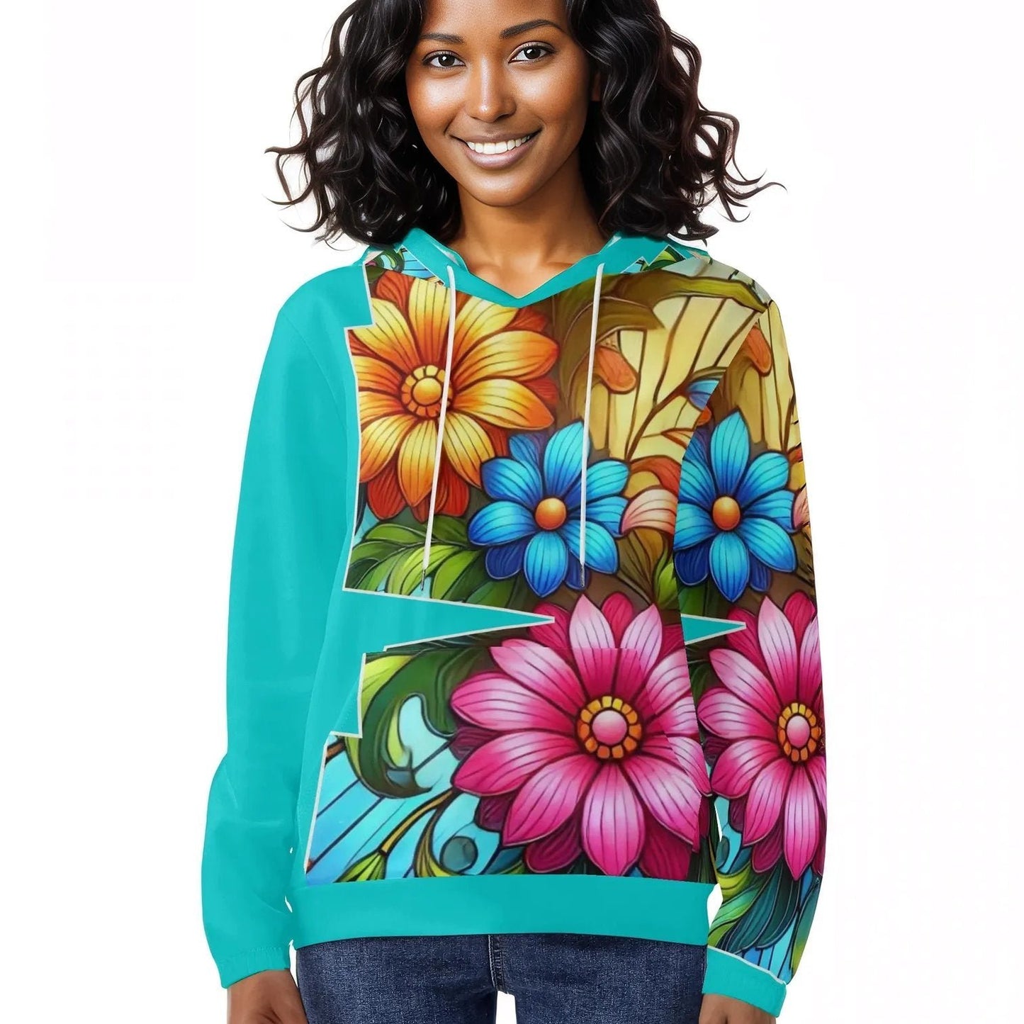 Womens Lightweight All Over Printing Pullover Hoodie