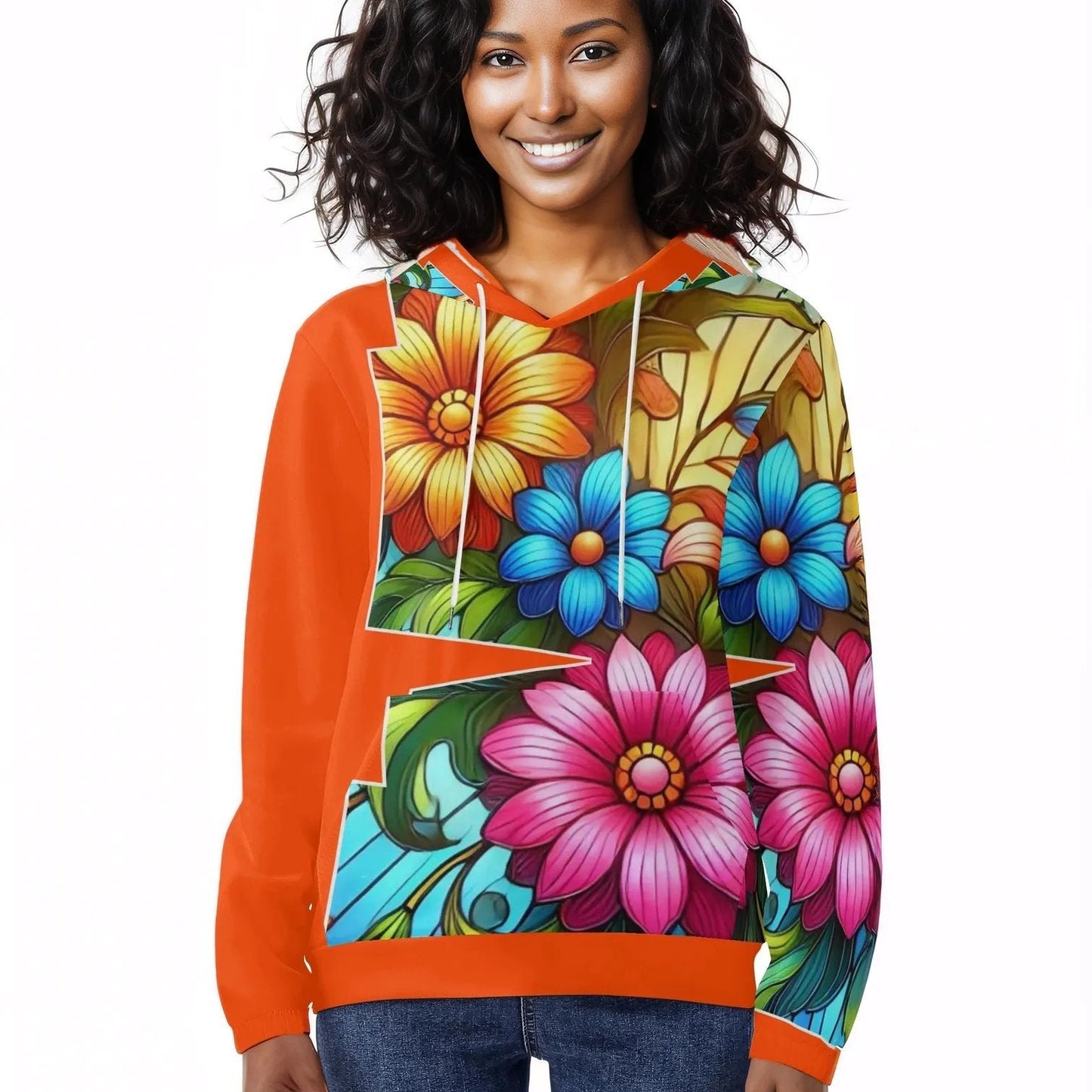 Womens Lightweight All Over Printing Pullover Hoodie