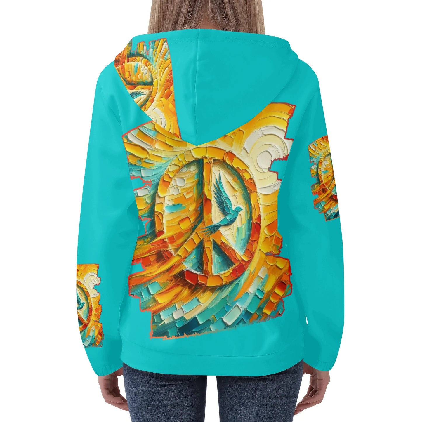 Womens Lightweight All Over Printing Pullover Hoodie "Peace"