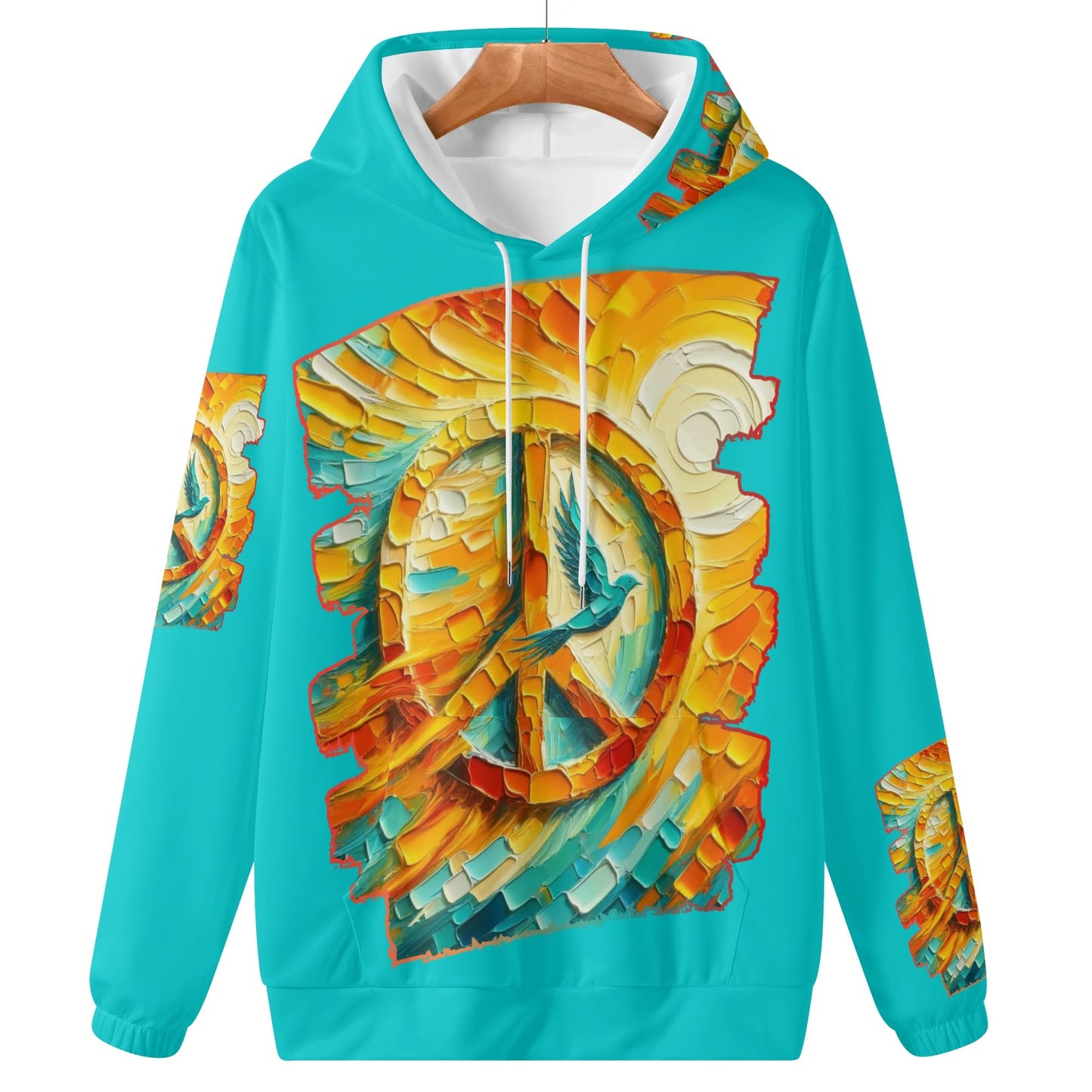 Womens Lightweight All Over Printing Pullover Hoodie "Peace"